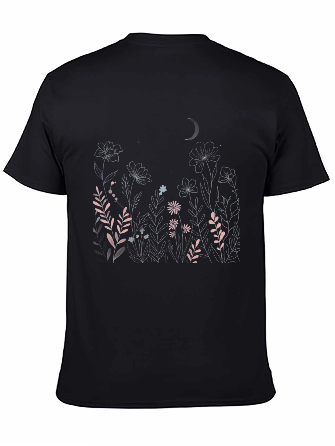 Black Floral Nightscape T-Shirt view 4