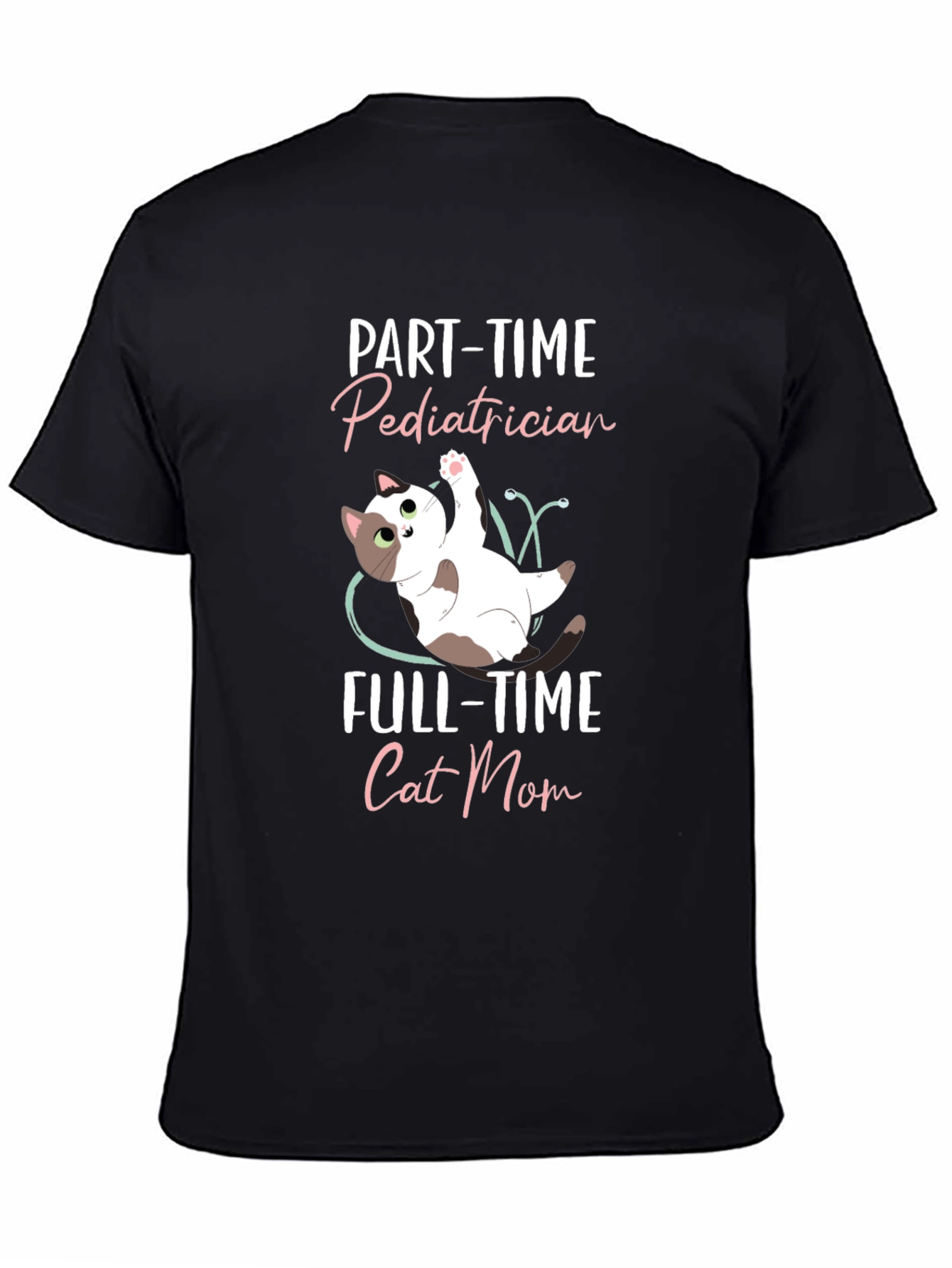 Black Pediatrician Cat Mom T-Shirt - Cute Cat Lover Tee view 4