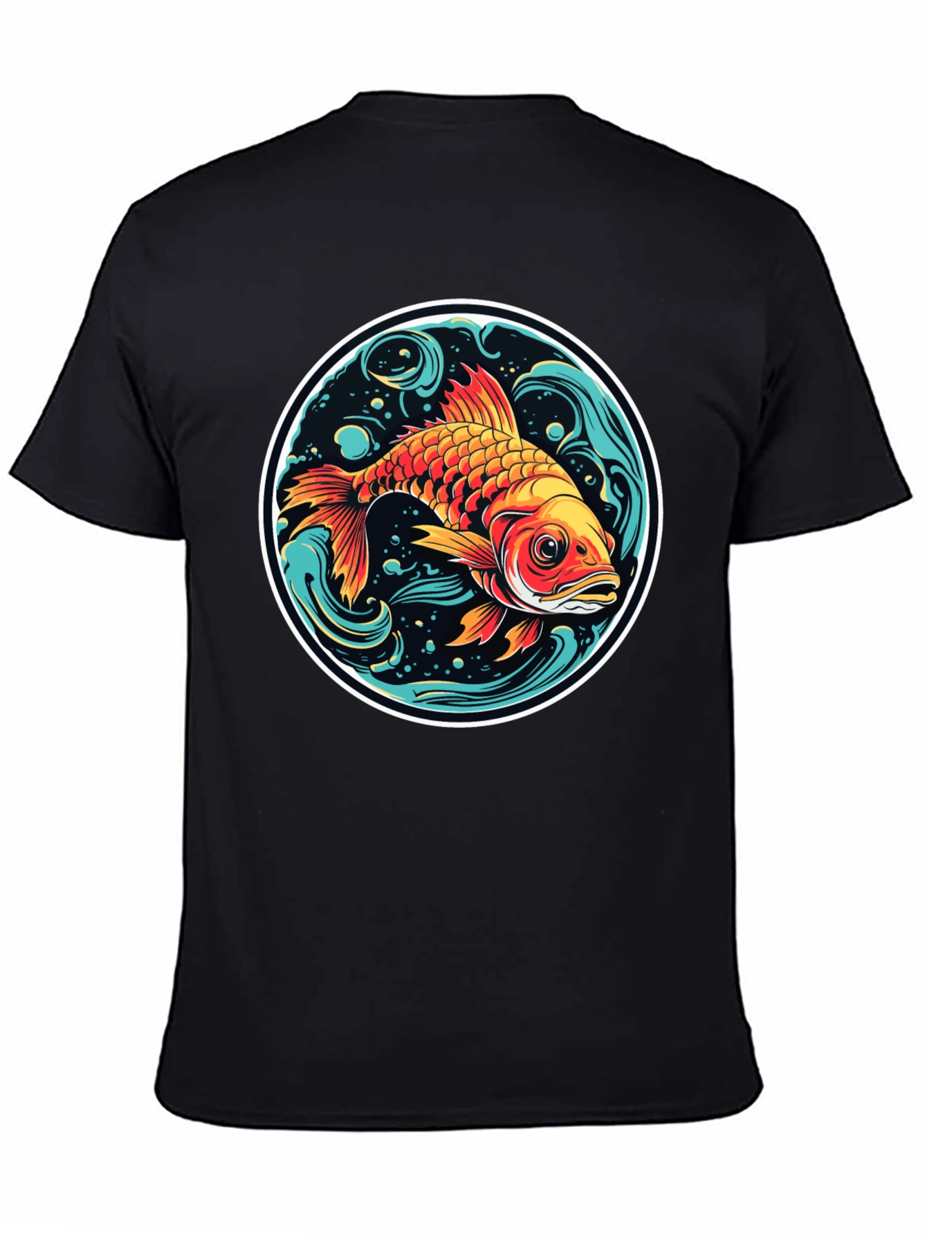 Black Koi Fish Graphic Tee - Black Cotton Blend view 4