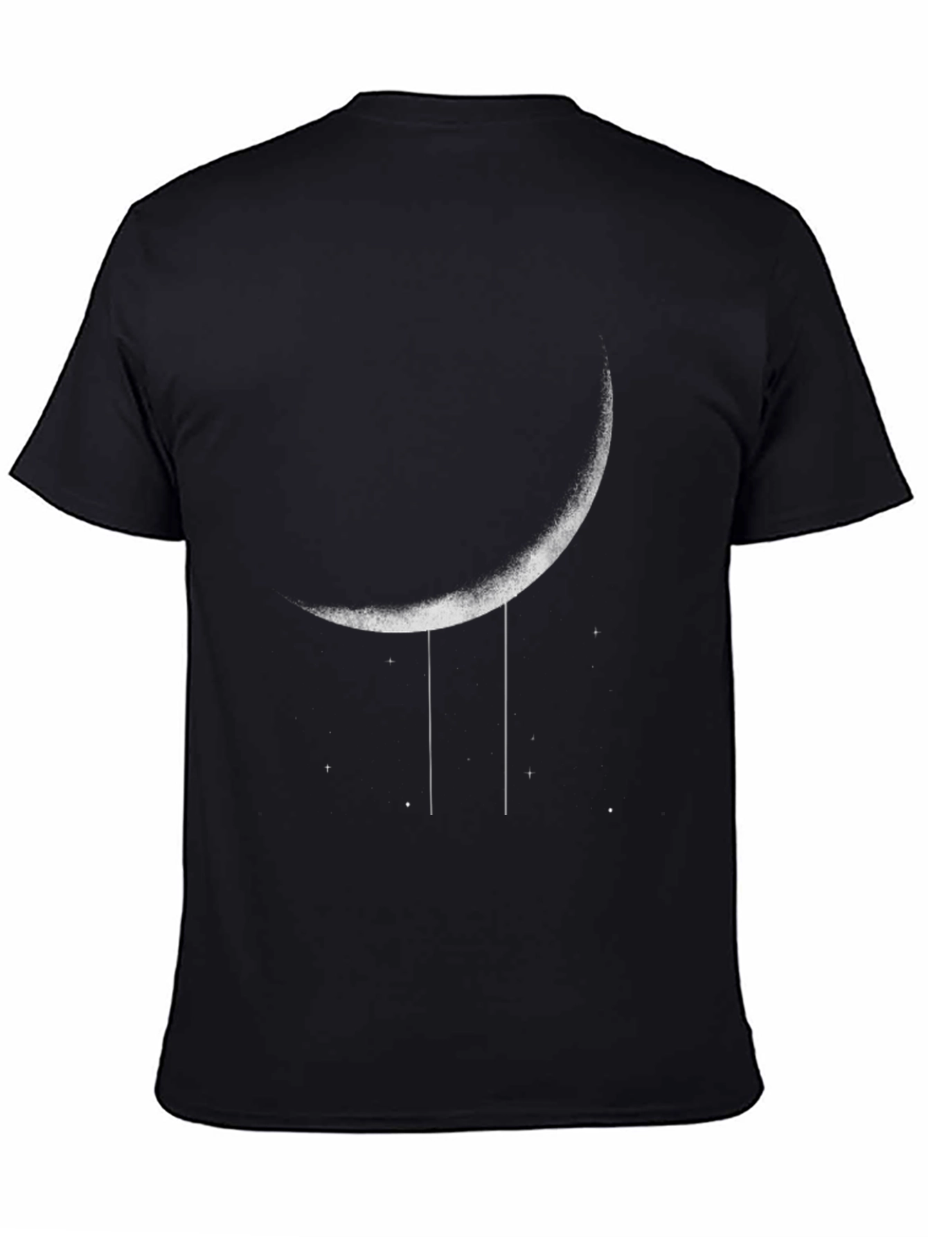 Black Crescent Moon Graphic Tee - Stylish Black Cotton T-Shirt view 4