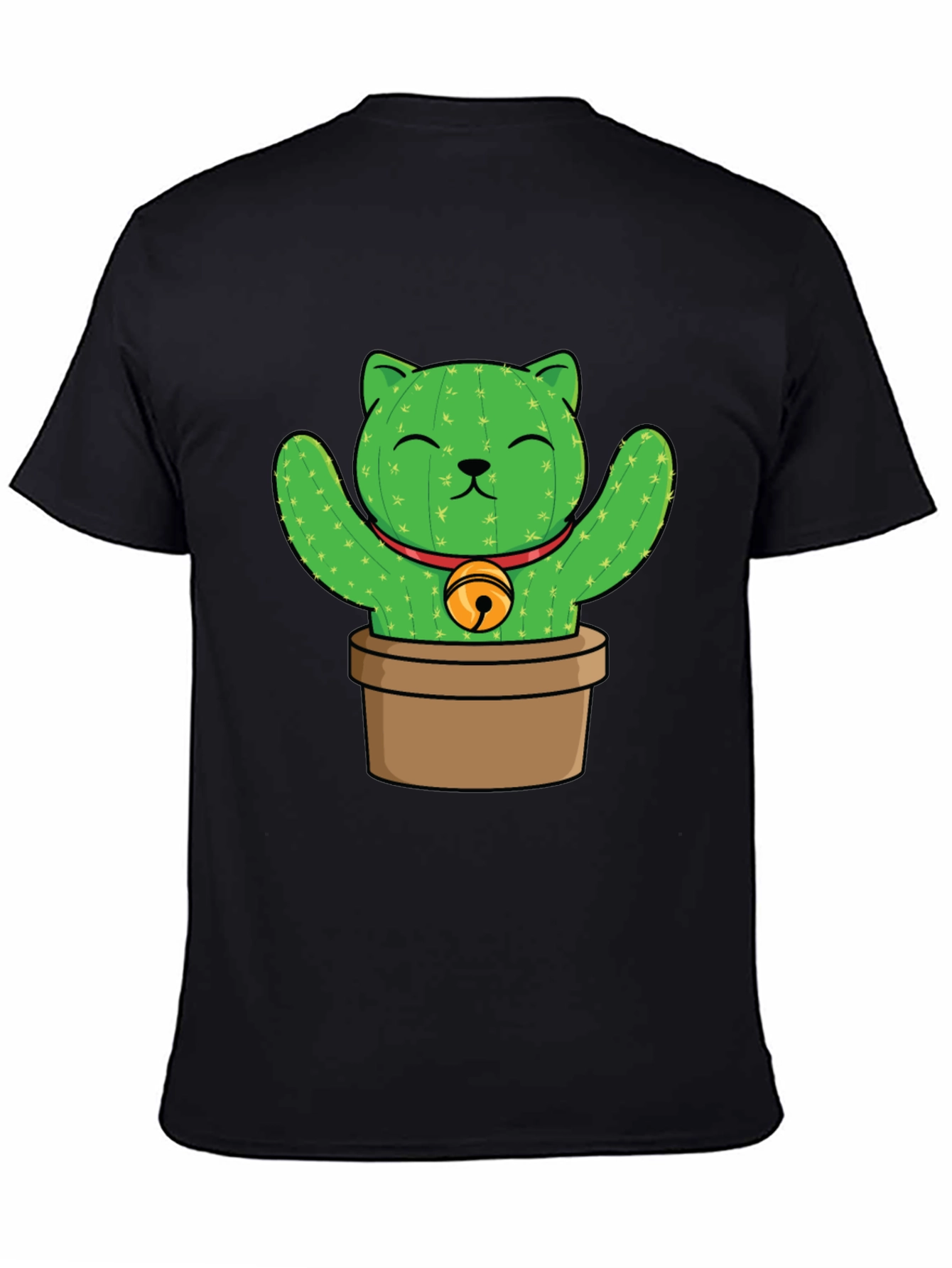 Black Cactus Cat T-Shirt - Funny Plant Lover Tee view 4