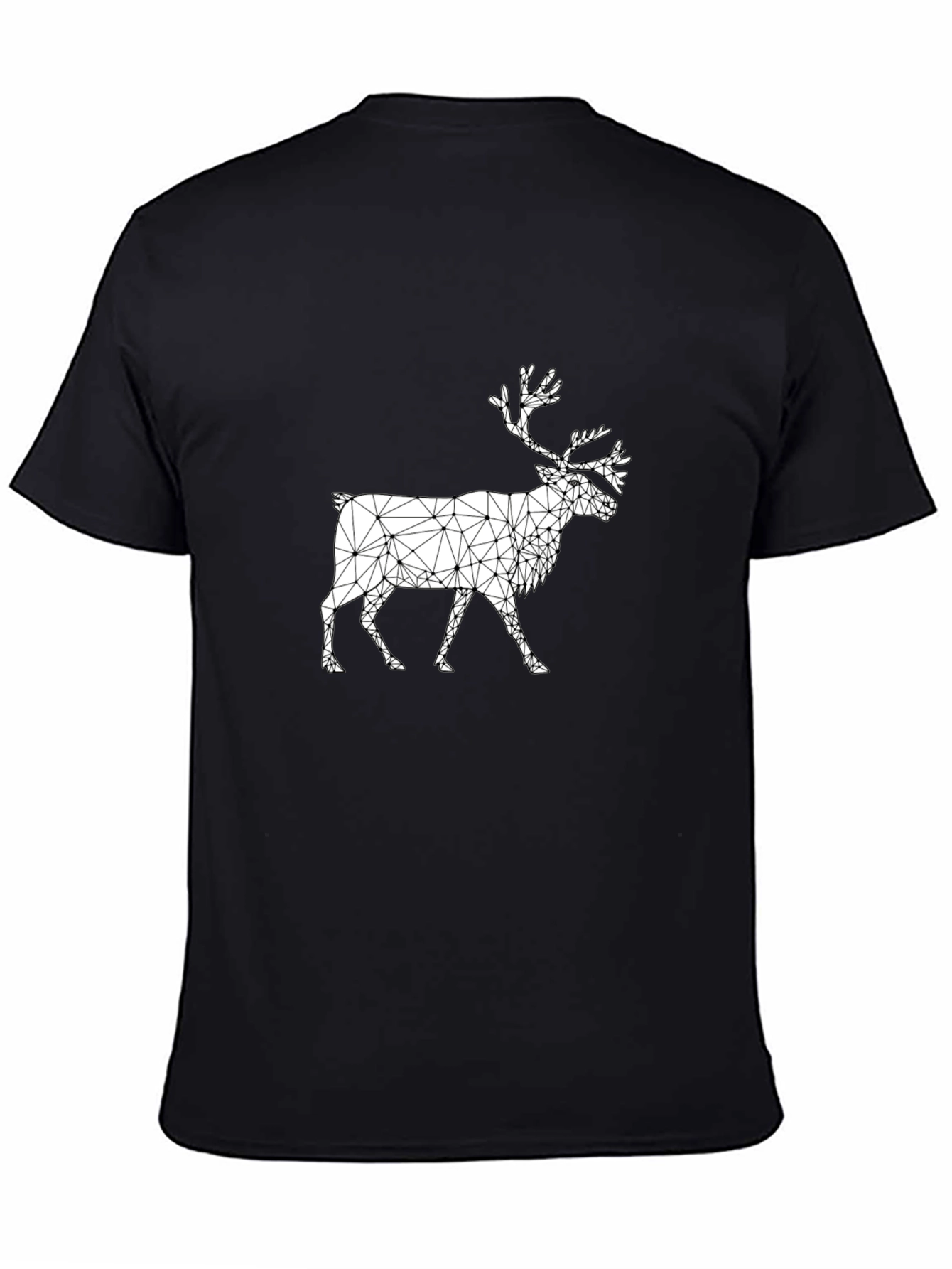 Black Geometric Reindeer Graphic Black T-Shirt view 4
