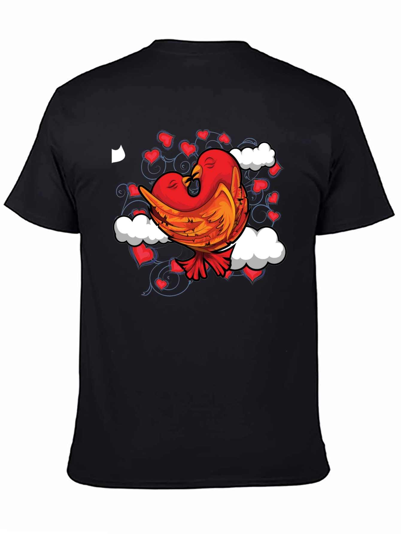 Black Love Birds Graphic Tee - Black Cotton Blend view 4