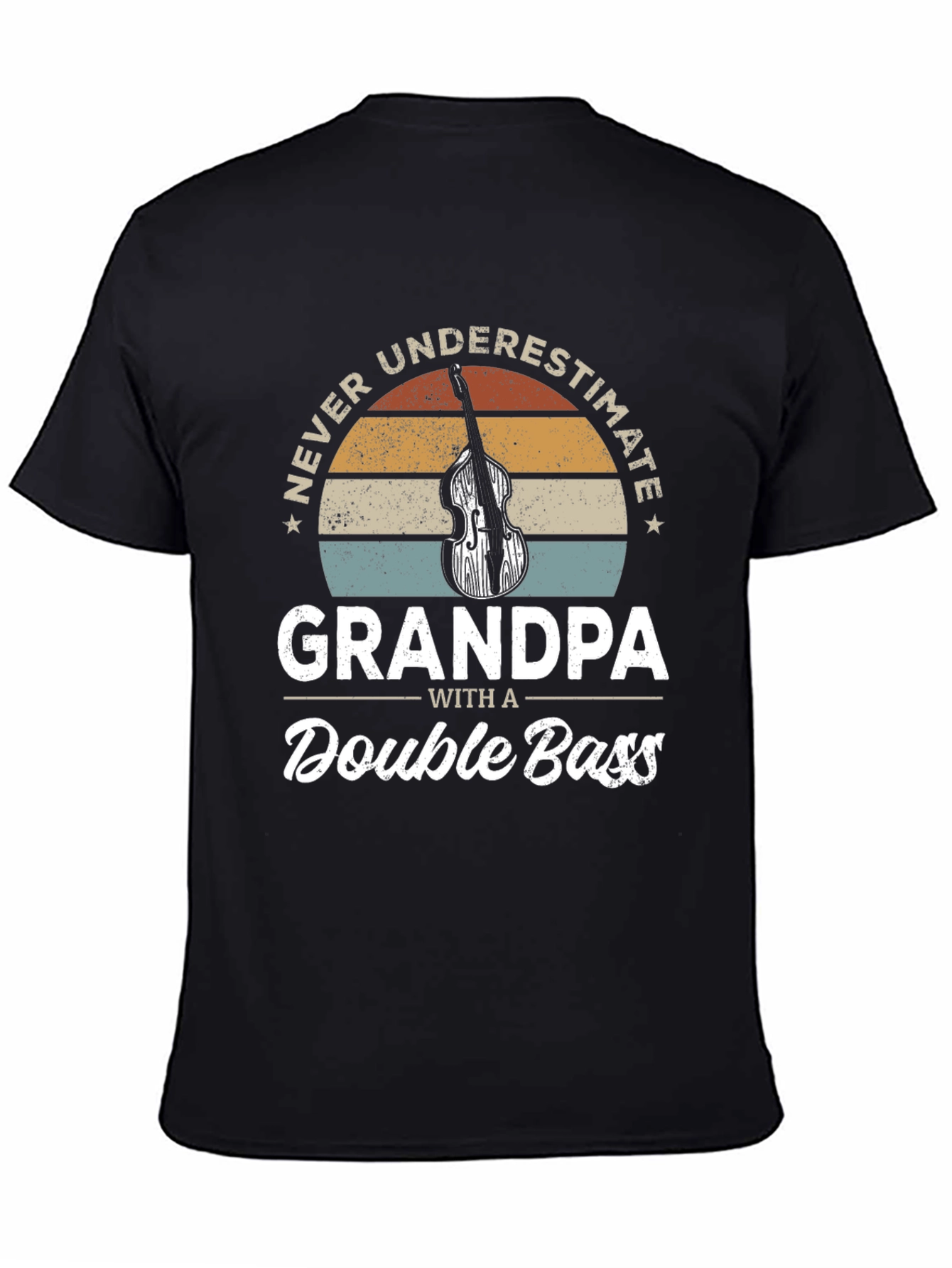 Black Grandpa Double Bass T-Shirt view 4