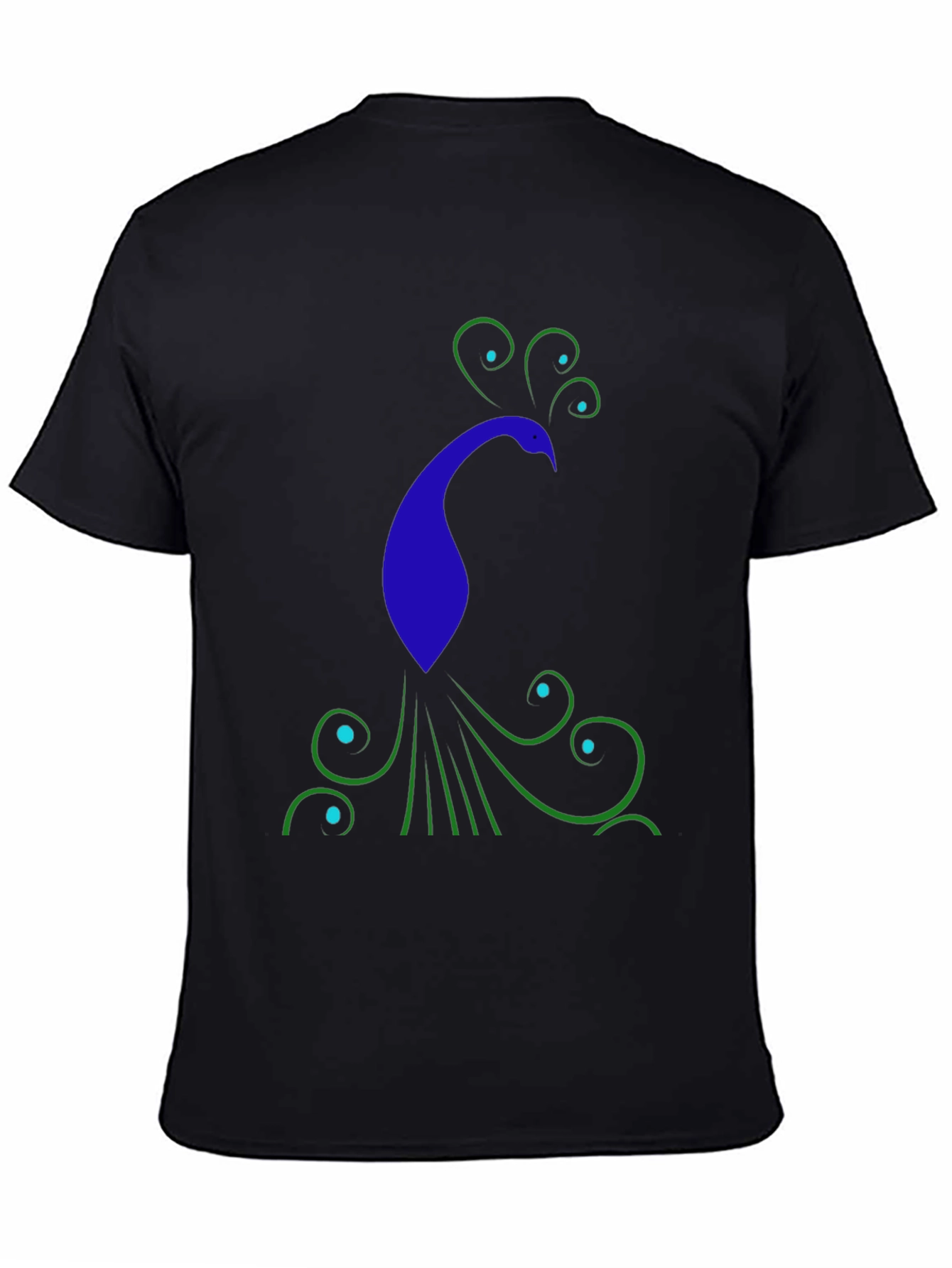 Black Stylish Peacock Graphic Print Black T-Shirt view 4