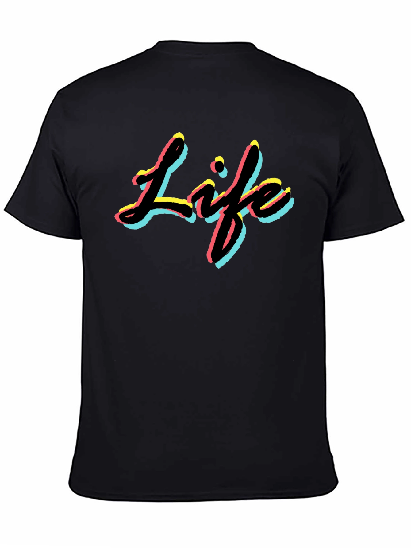 Black Retro Life T-Shirt - Black Graphic Tee view 4