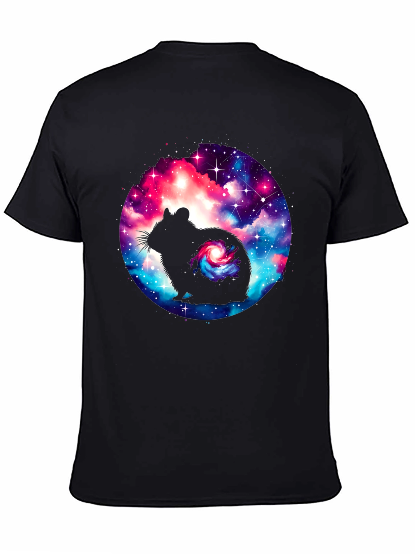 Black Galaxy Hamster Graphic T-Shirt view 4