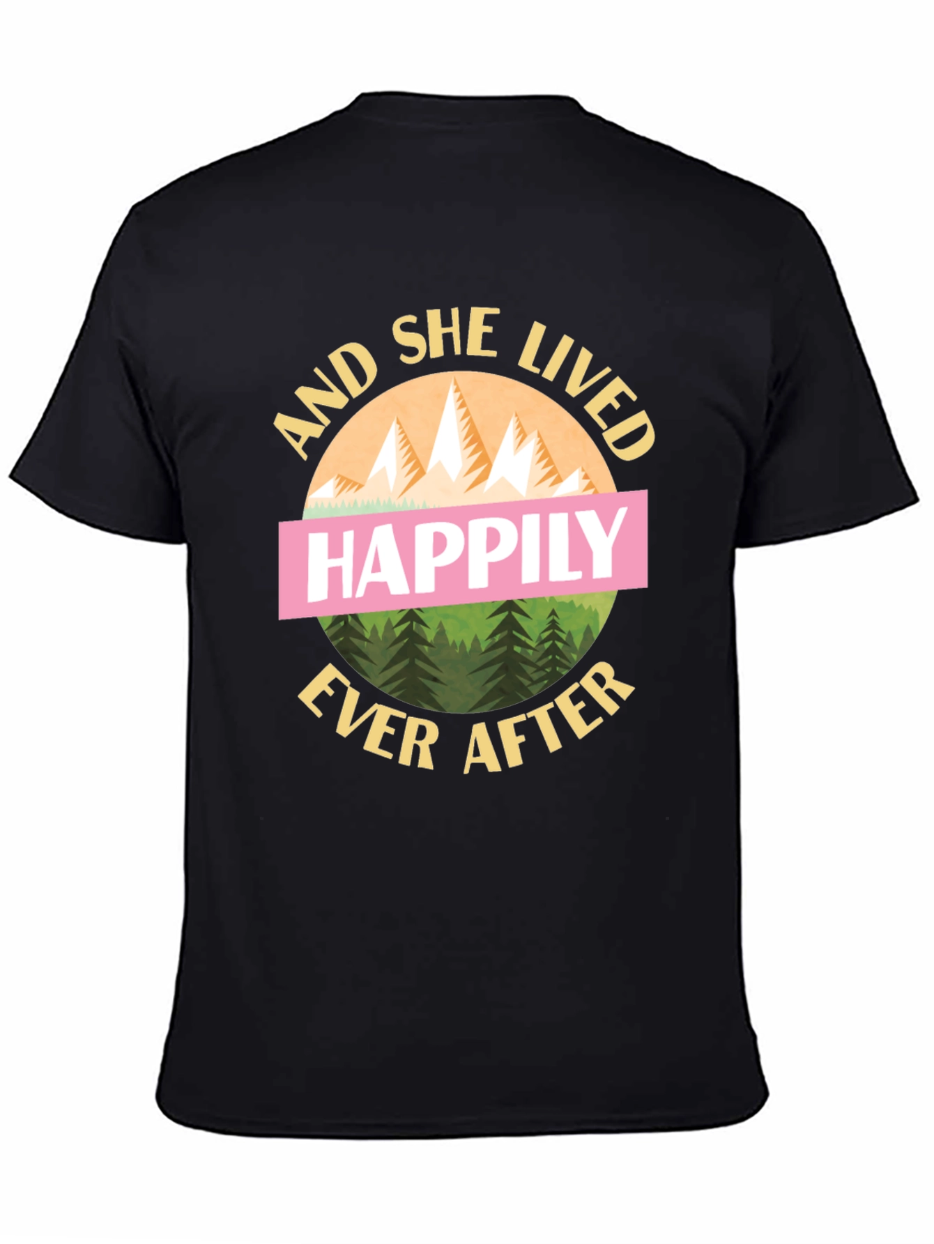 Black Happily Ever After Graphic Tee - Mountain Design T-Shirt view 4