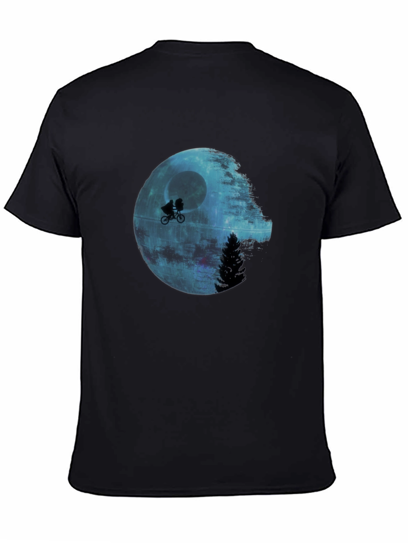 Black Star Wars Death Star E.T. Parody Black T-Shirt view 4