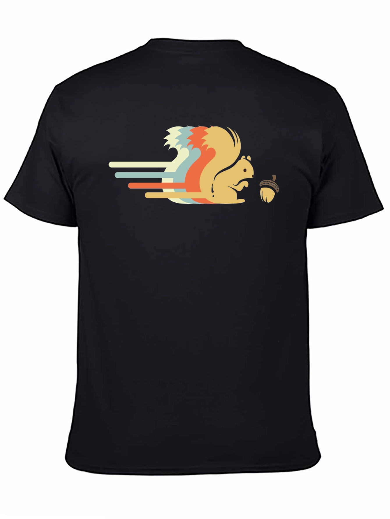Black Retro Squirrel Graphic Tee - Black Cotton T-Shirt view 4