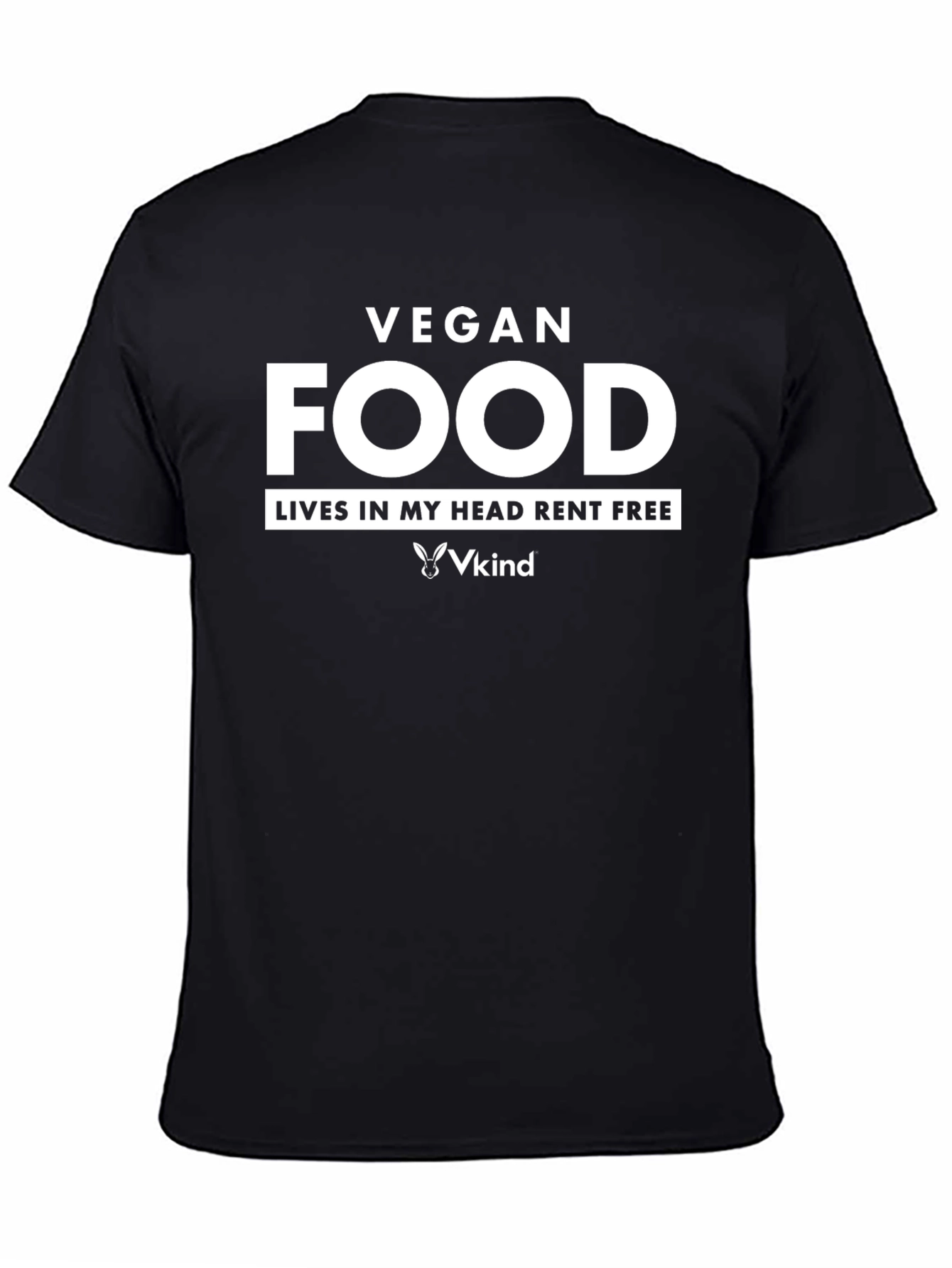 Black Vegan Food T-Shirt - Lives in My Head Rent Free view 4