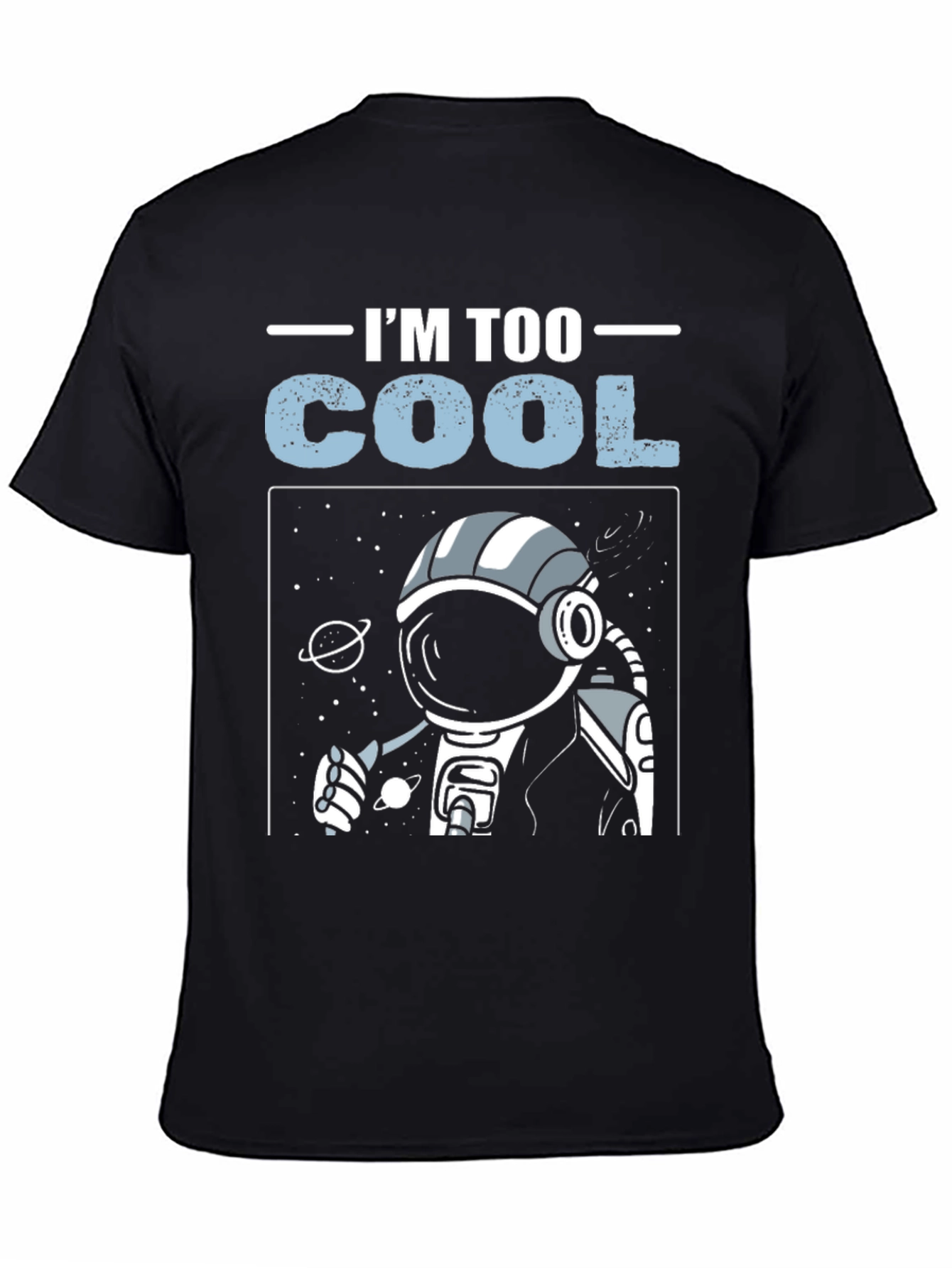 Black I'm Too Cool Astronaut Graphic T-Shirt view 4