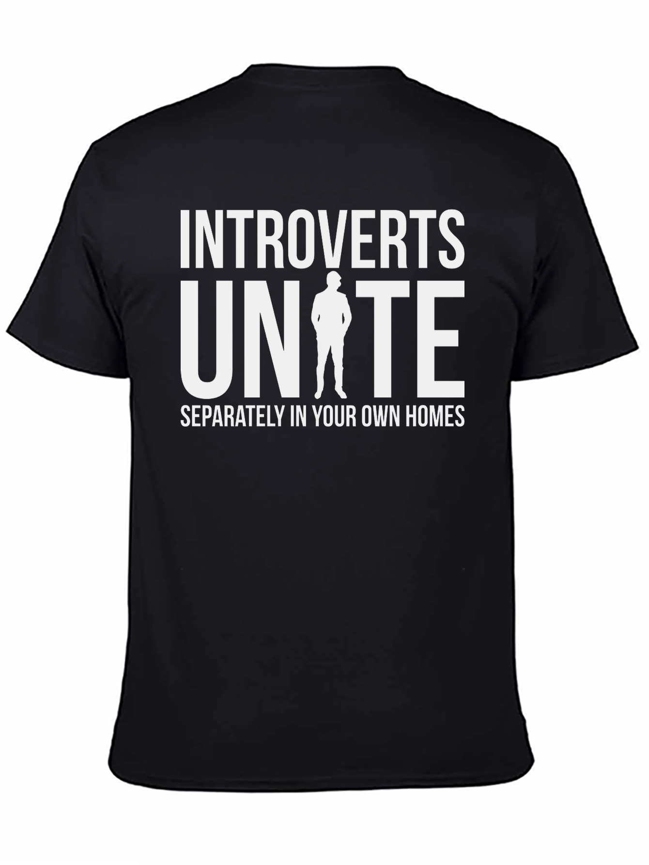 Black Introverts Unite T-Shirt - Separately at Home! view 4