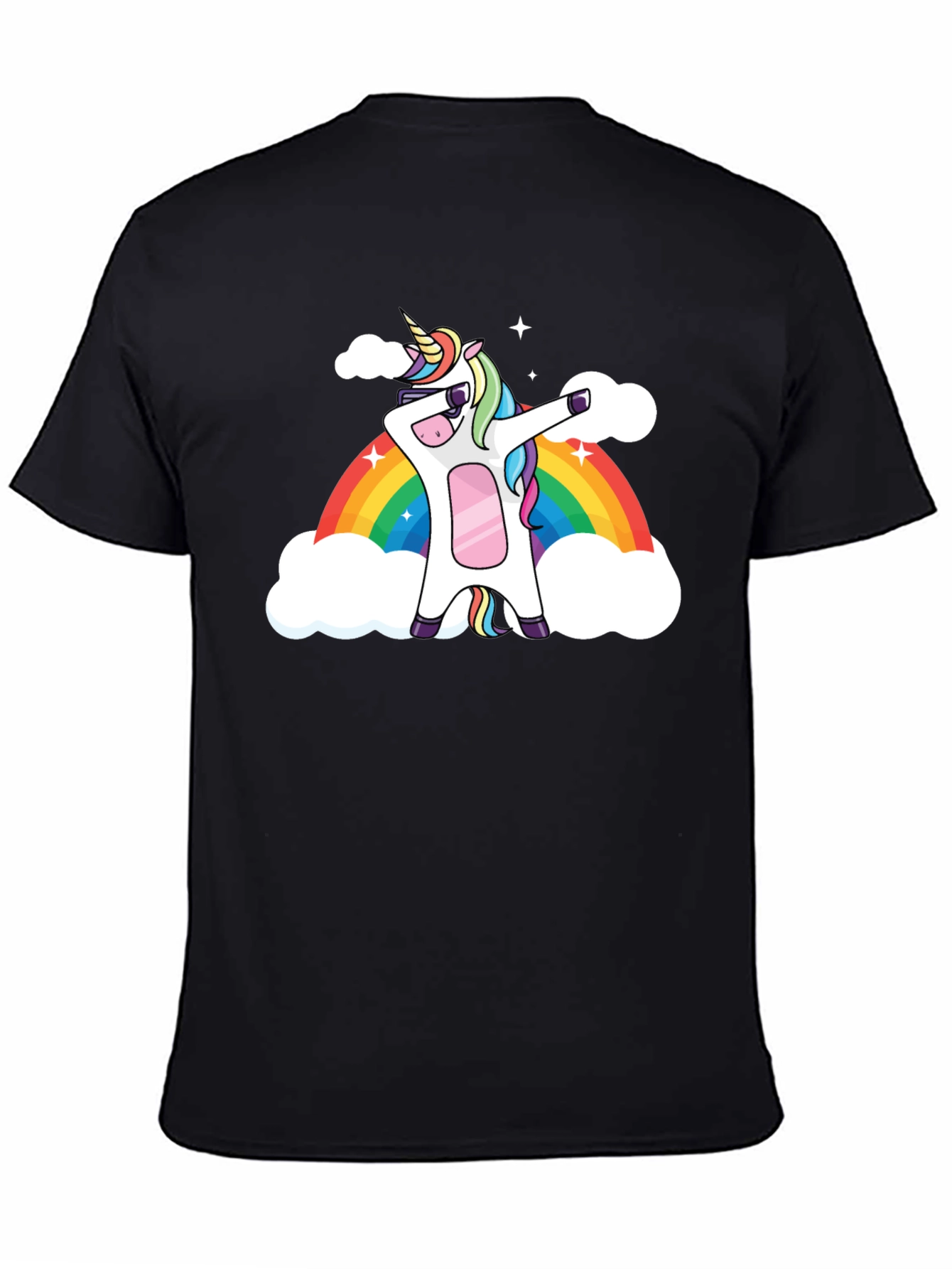 Black Unicorn Dab Rainbow Graphic T-Shirt view 4