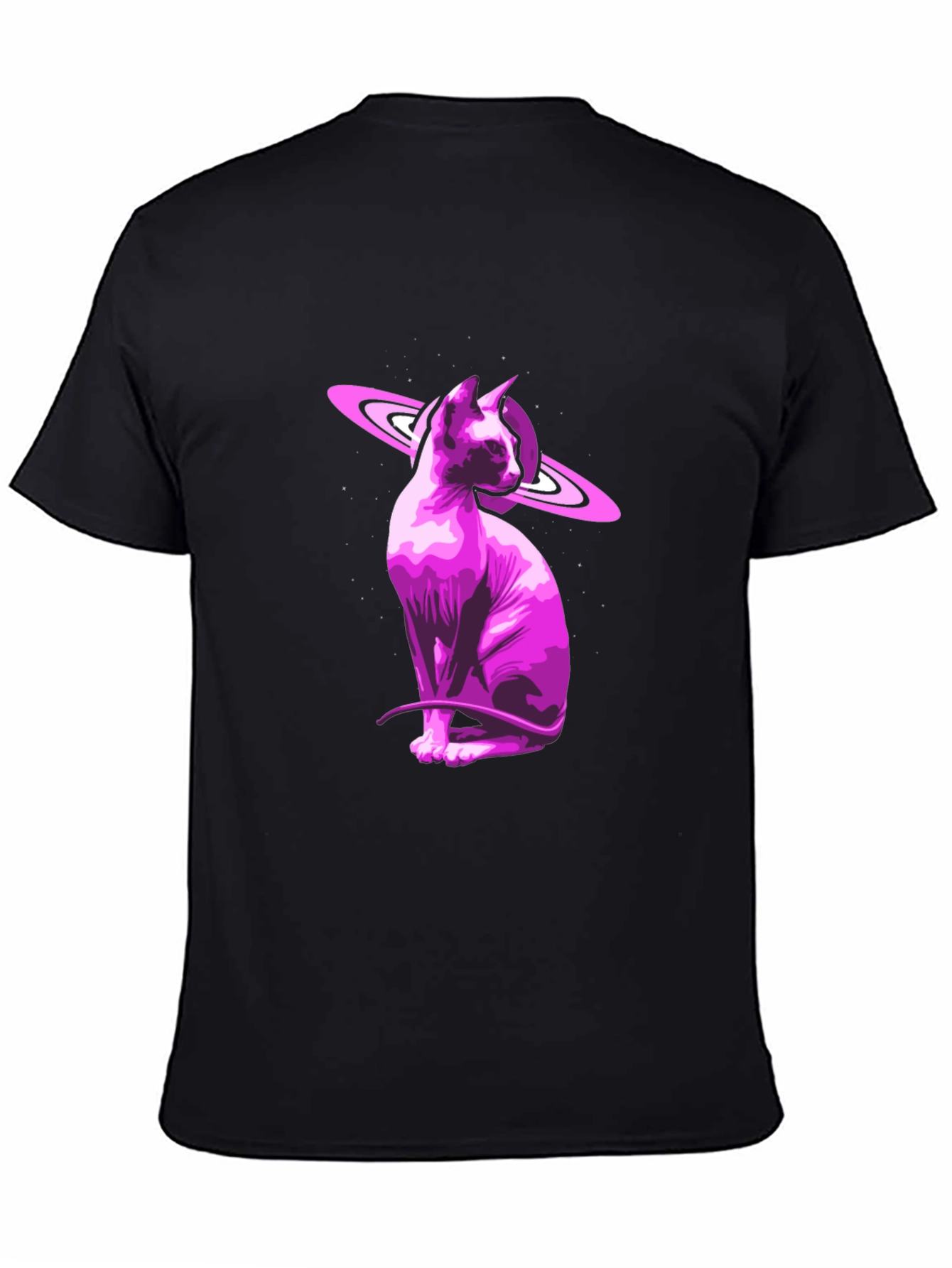 Black Cosmic Sphynx Cat Graphic Tee - Black view 4