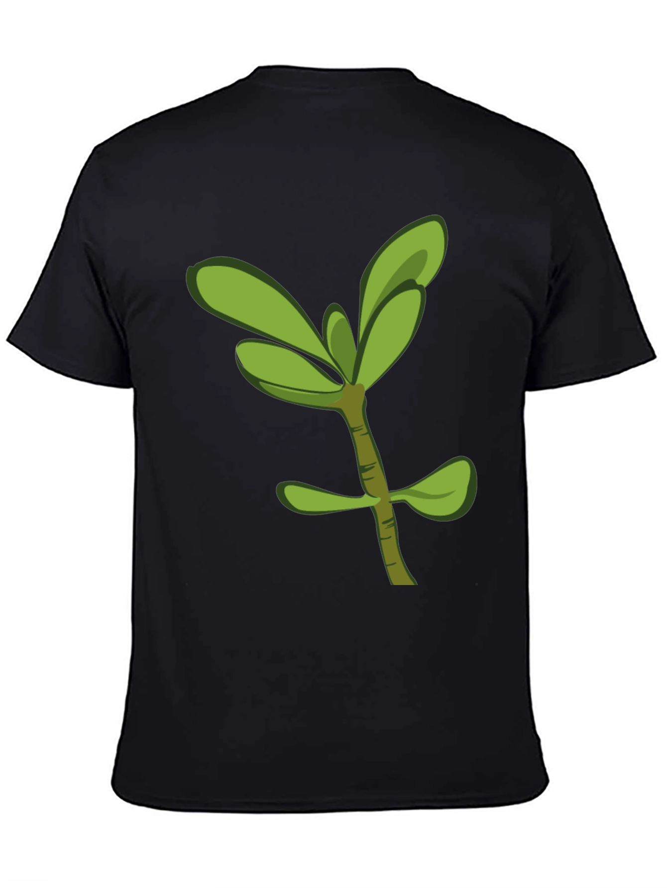 Black Green Sprout Graphic T-Shirt - Casual Style view 4