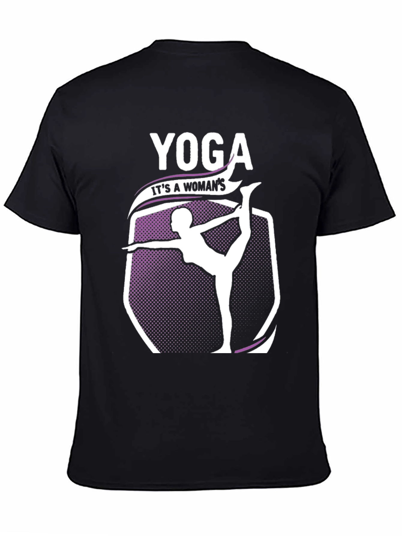 Black Yoga Woman's T-Shirt - Black Cotton Blend view 4