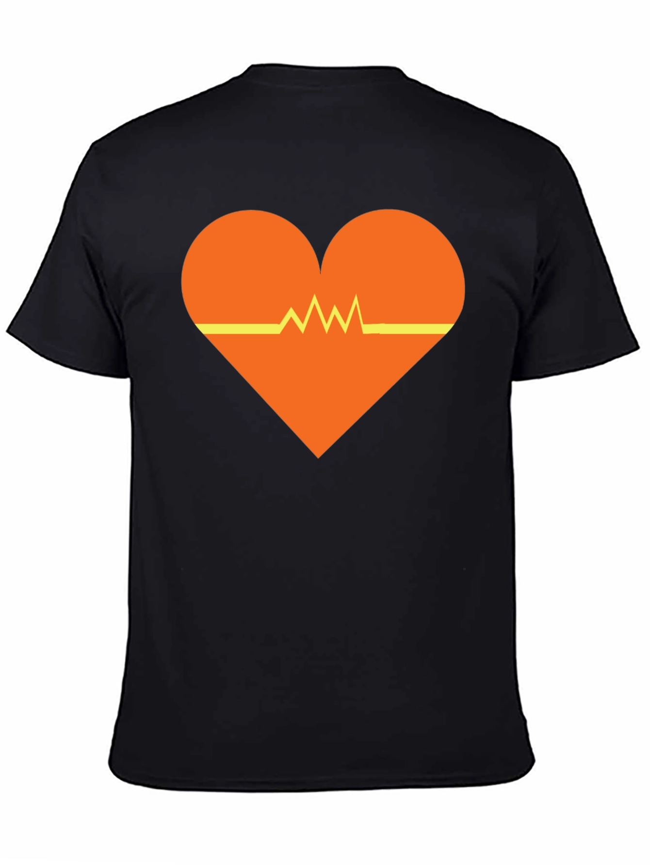 Black Heartbeat Heart Graphic Tee - Black Unisex T-Shirt view 4