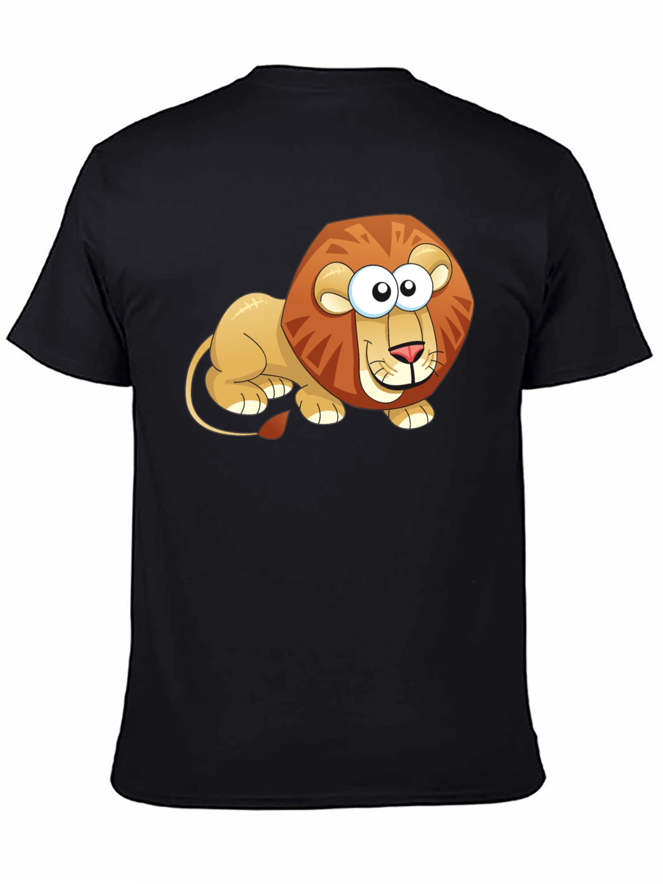 Black Cartoon Lion Graphic T-Shirt - Casual Black Tee view 4