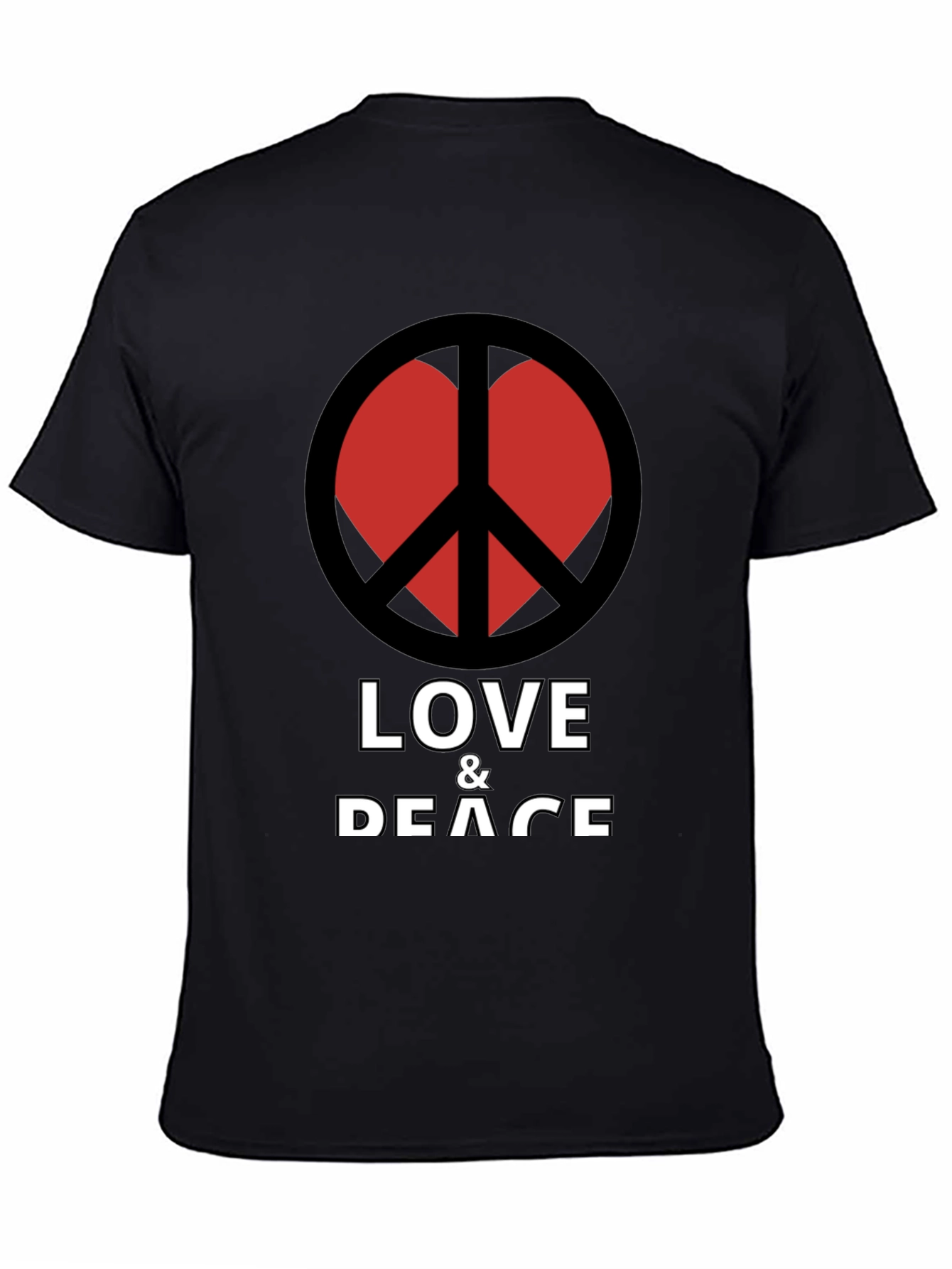 Black Love & Peace T-Shirt - Black Crew Neck Graphic Tee view 4