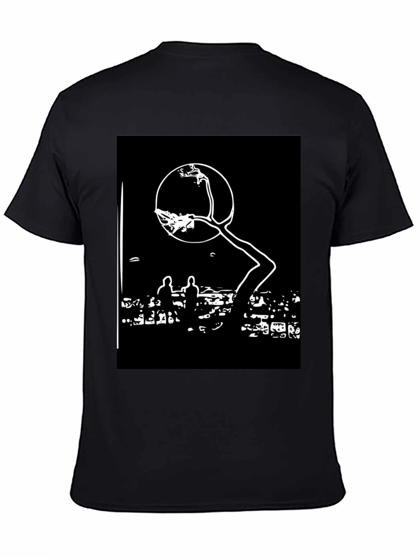 Black Abstract Art Tee: Urban Silhouette T-Shirt view 4