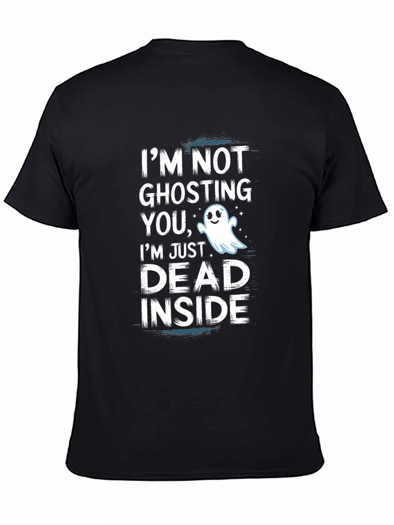 Black Dead Inside Ghost Graphic Tee - Funny Halloween Shirt view 4