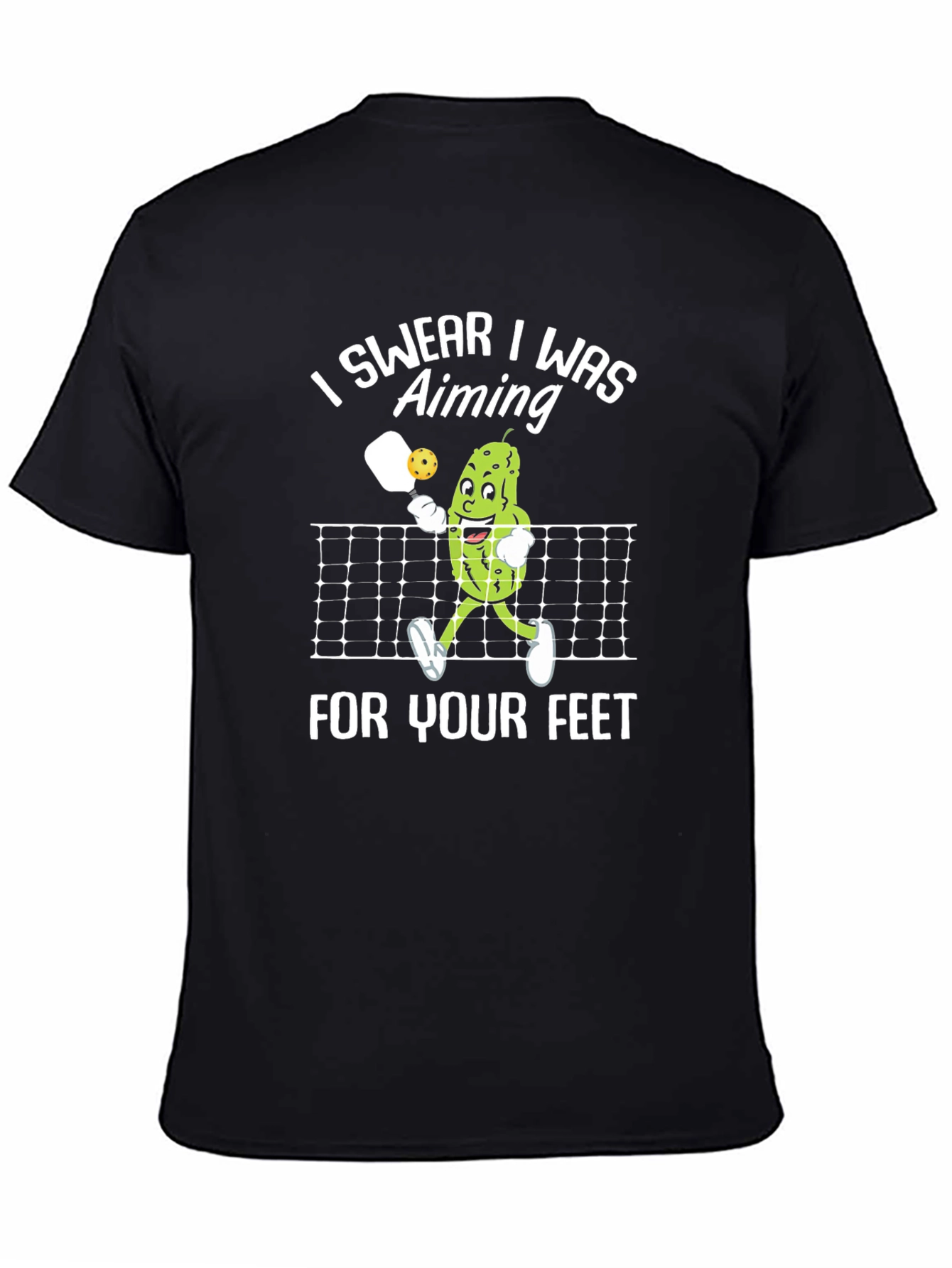 Black Pickleball Aiming T-Shirt: Funny Design view 4
