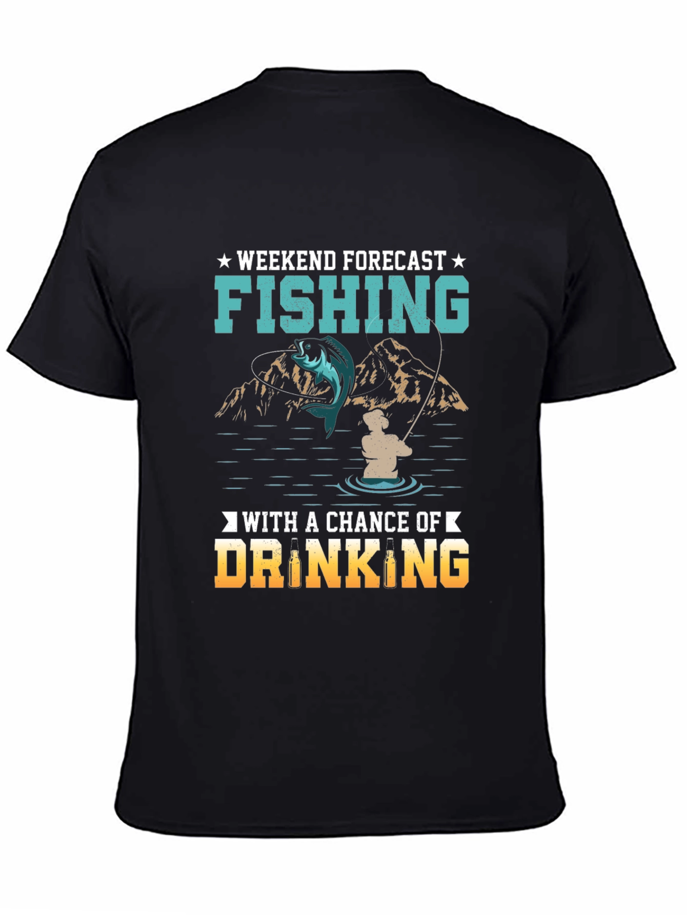 Black Fishing & Drinking Weekend Forecast T-Shirt view 4
