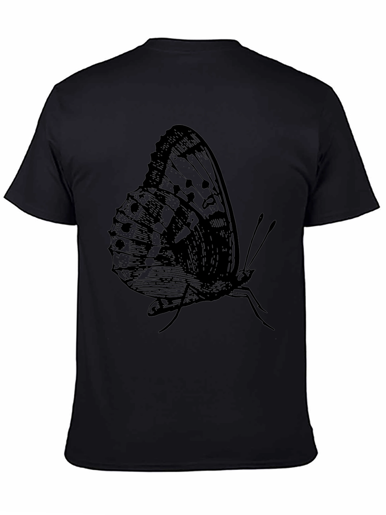 Black Butterfly Graphic Print Black T-Shirt for Men view 4