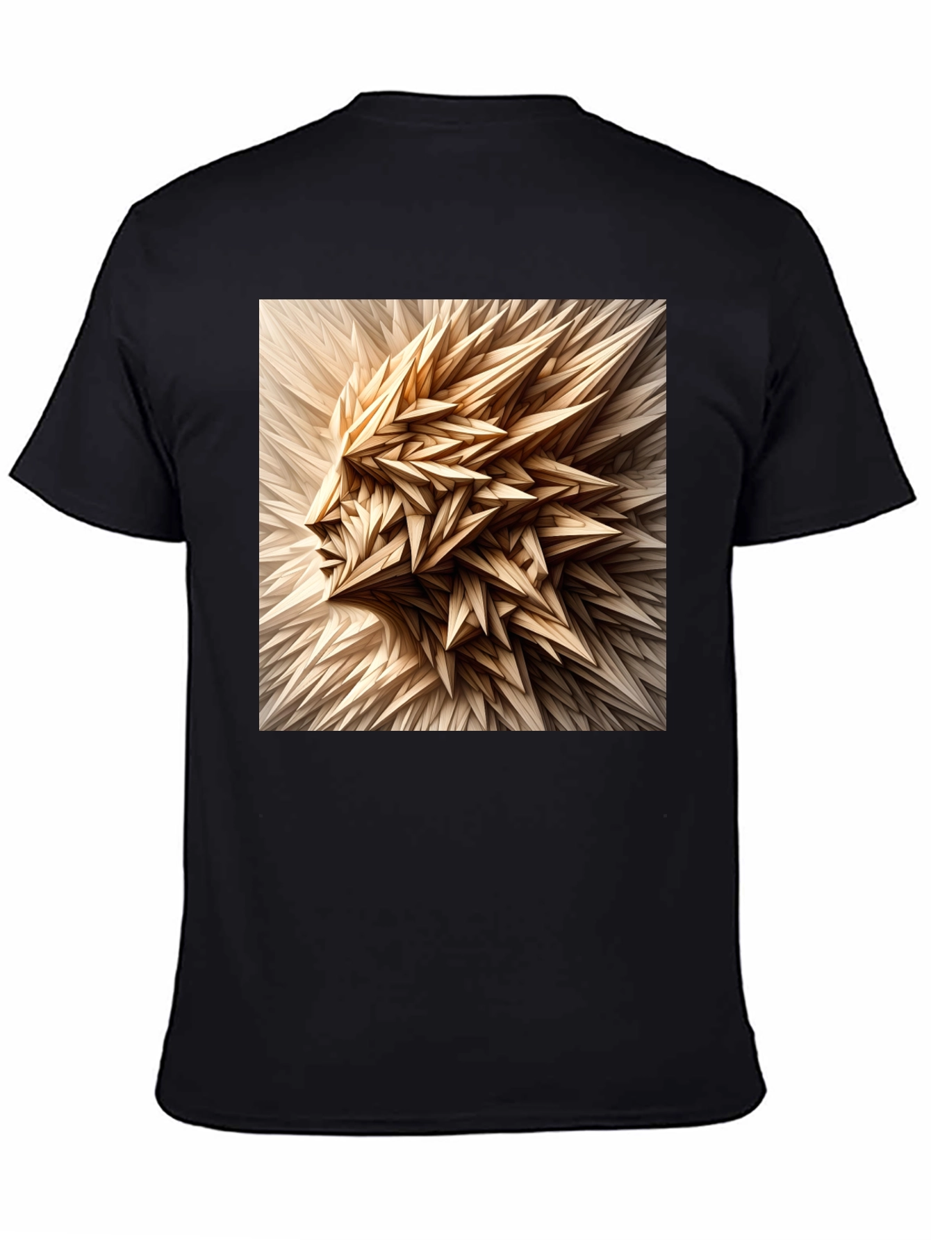 Black Abstract Geometric Face Graphic Black T-Shirt view 4