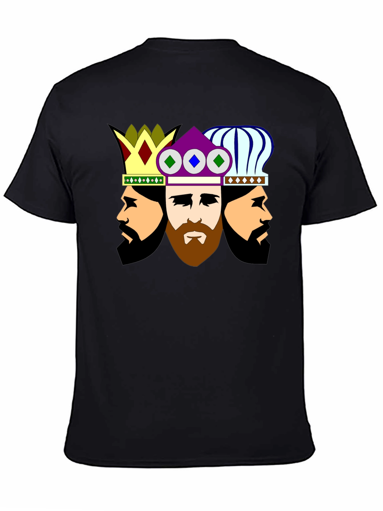 Black Three Kings Graphic Tee - Stylish Crew Neck T-Shirt view 4
