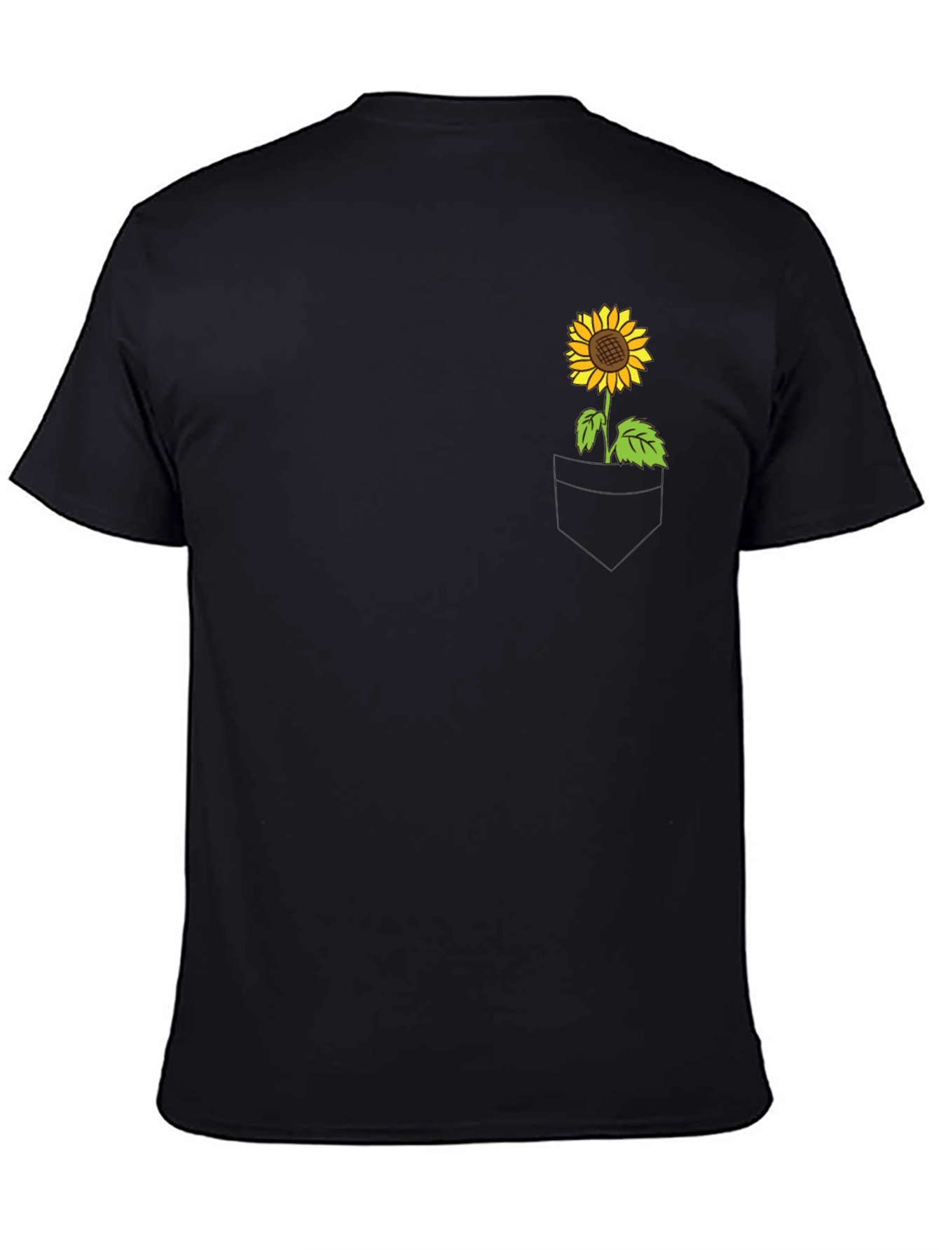 Black Sunflower Pocket Graphic Tee - Casual Black T-Shirt view 4