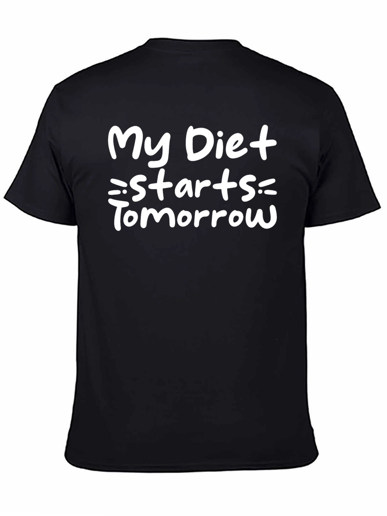 Black Funny Diet T-Shirt - My Diet Starts Tomorrow! view 4