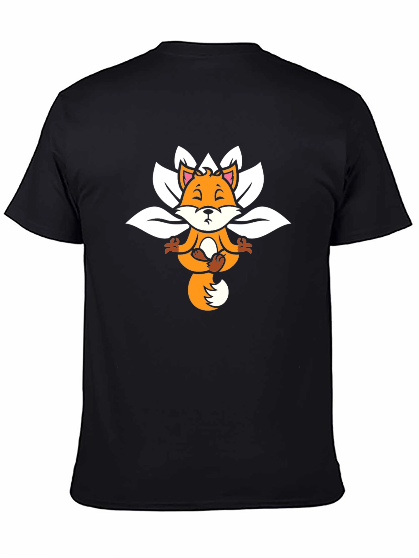 Black Meditating Fox Graphic Tee view 4