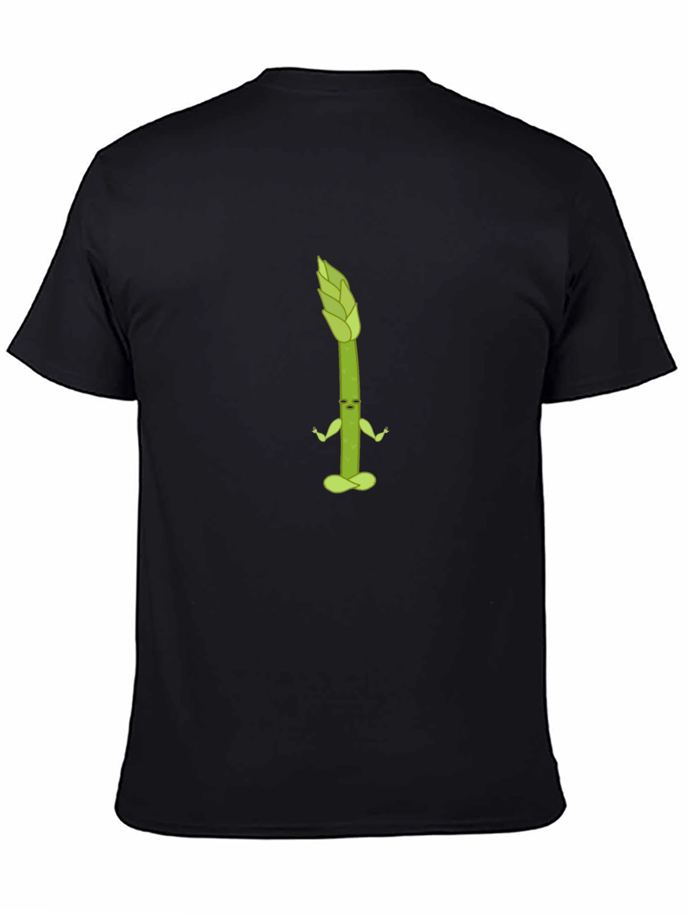 Black Yoga Asparagus Graphic Tee - Black Cotton T-Shirt view 4