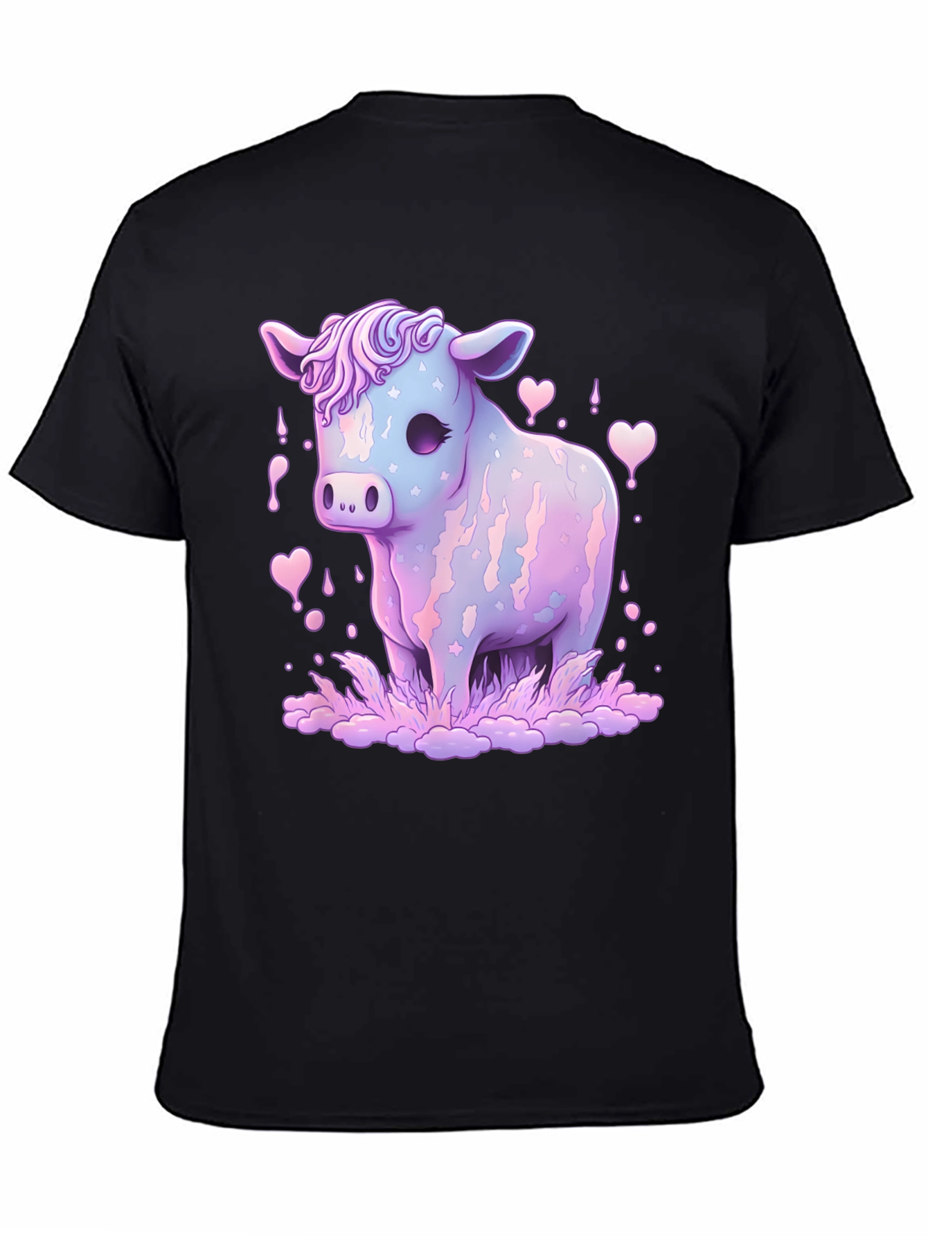 Black Pastel Cow Graphic Tee view 4