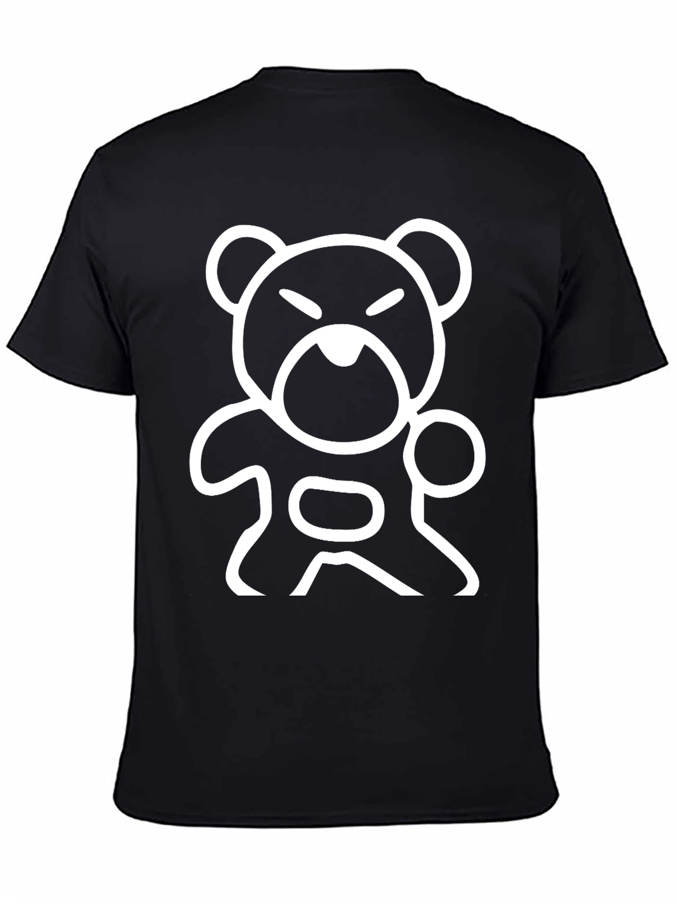 Black Men's Black T-Shirt with White Bear Graphic view 4