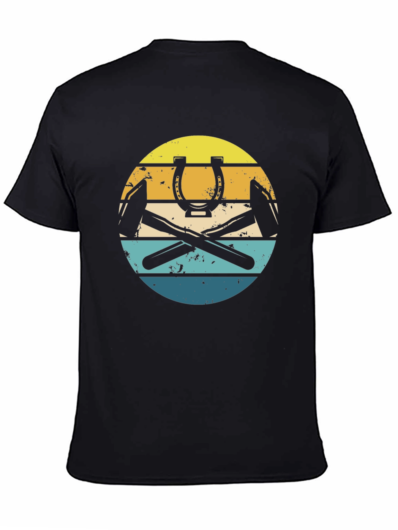Black Vintage Horseshoe & Hammer Graphic T-Shirt view 4