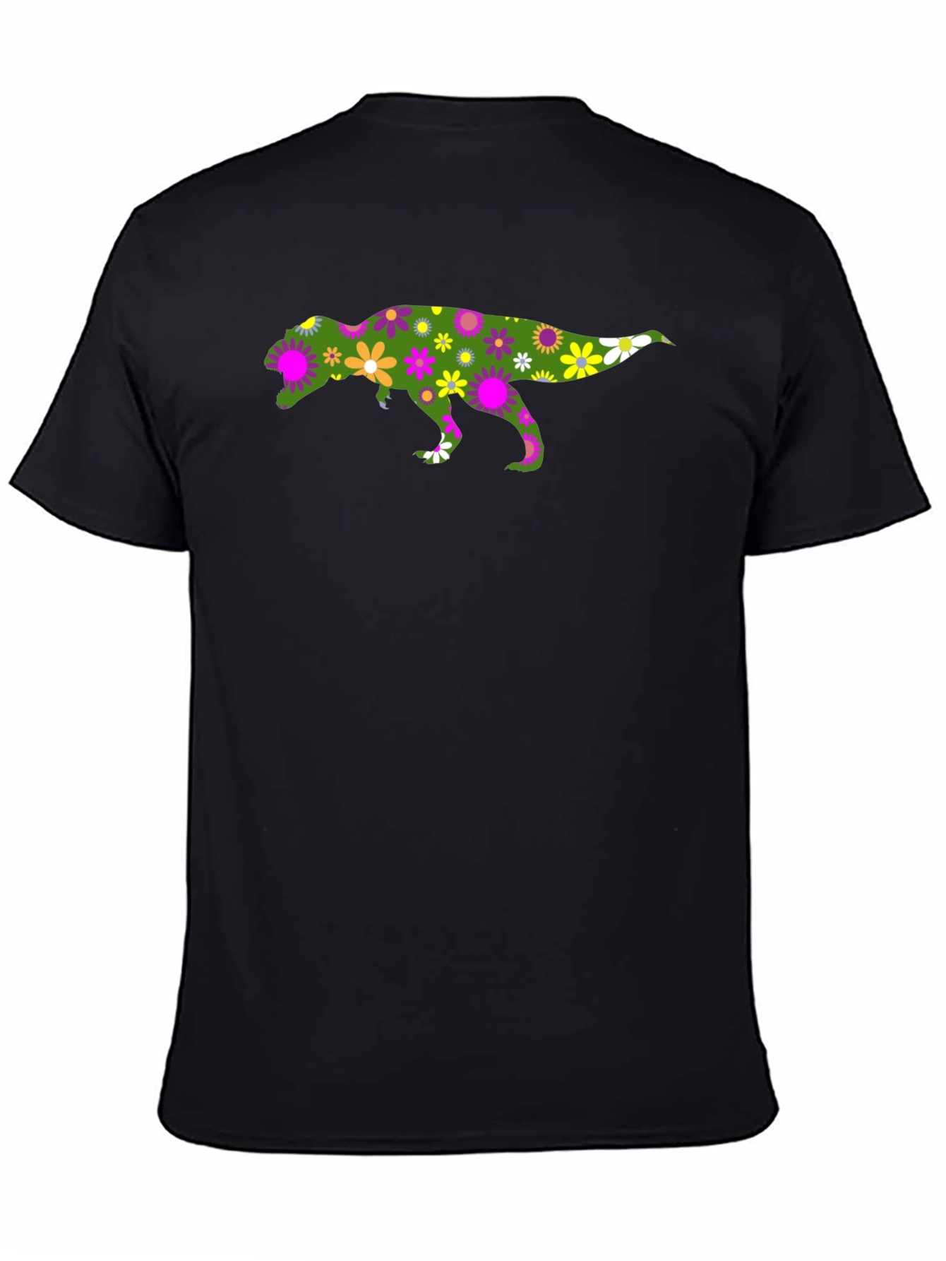 Black Floral Dinosaur Graphic T-Shirt view 4