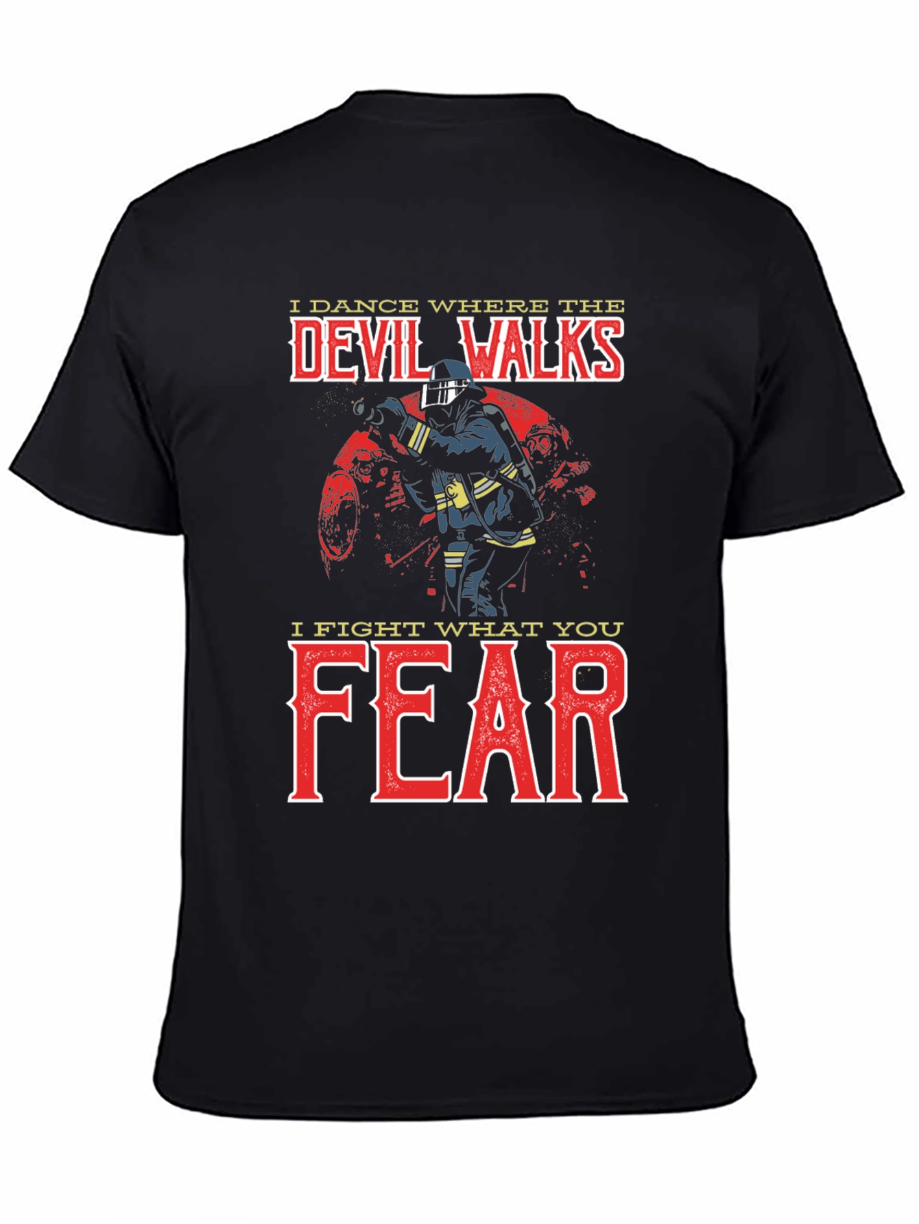 Black Firefighter Devil Walks T-Shirt view 4