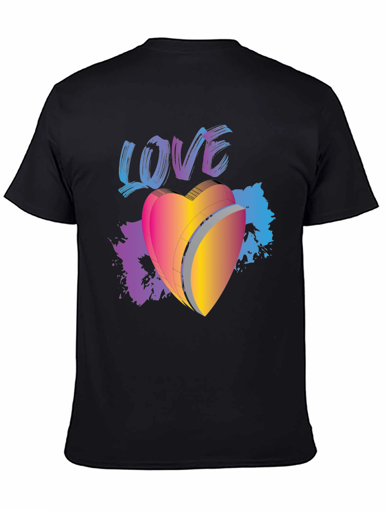 Black Love Heart Graphic Black T-Shirt view 4