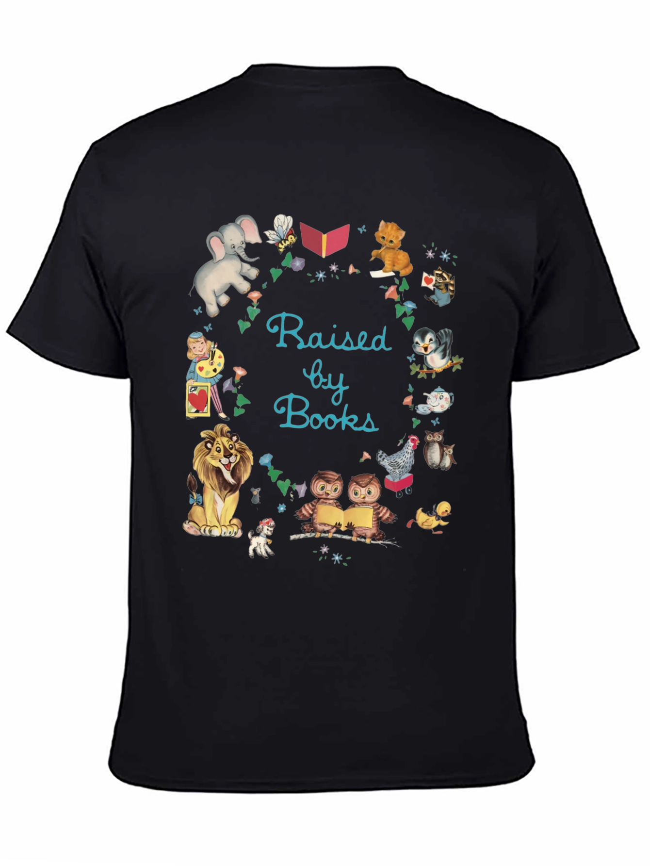 Black Raised By Books Graphic Tee view 4