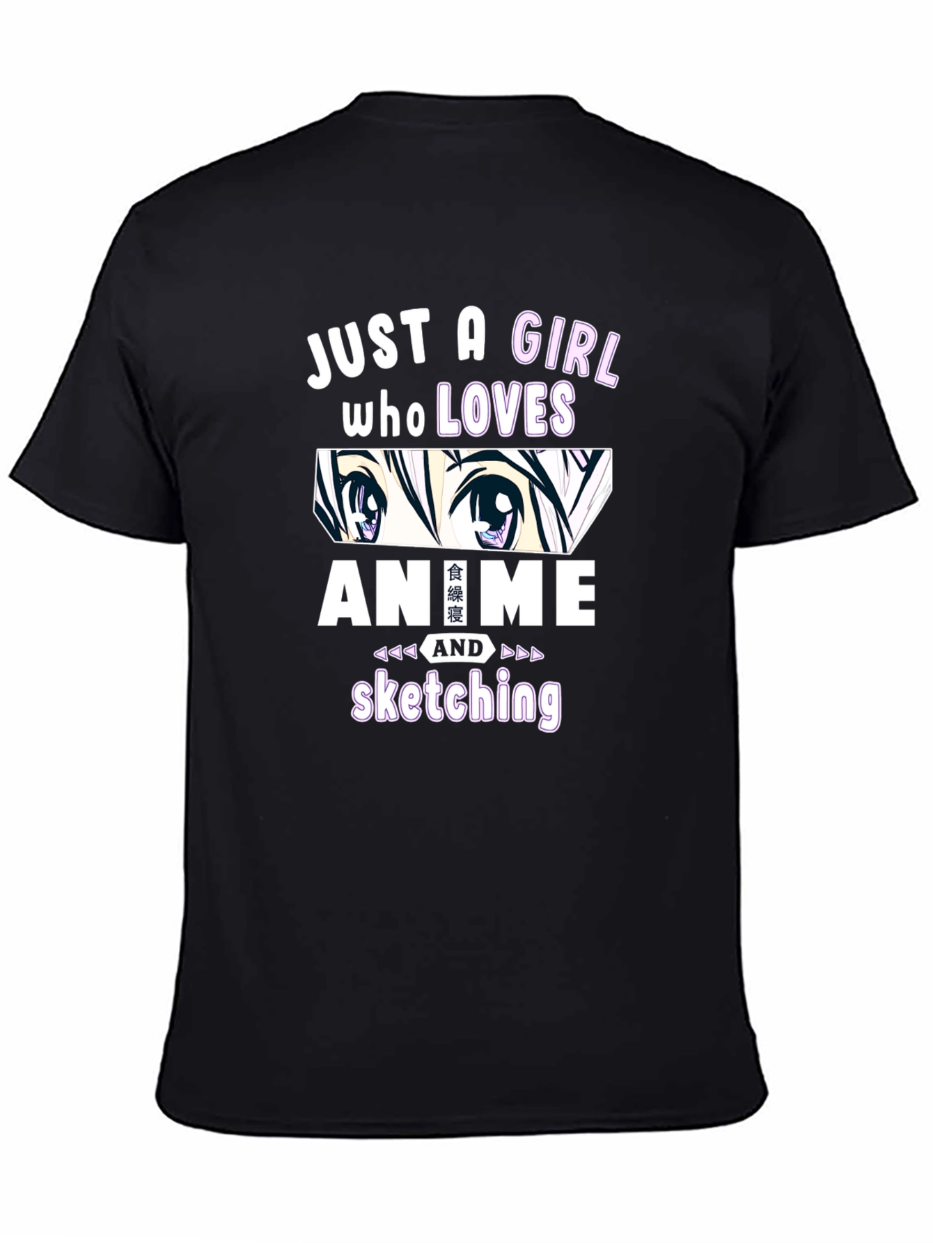 Black Anime Lover Girl's T-Shirt Sketching Fan Tee view 4