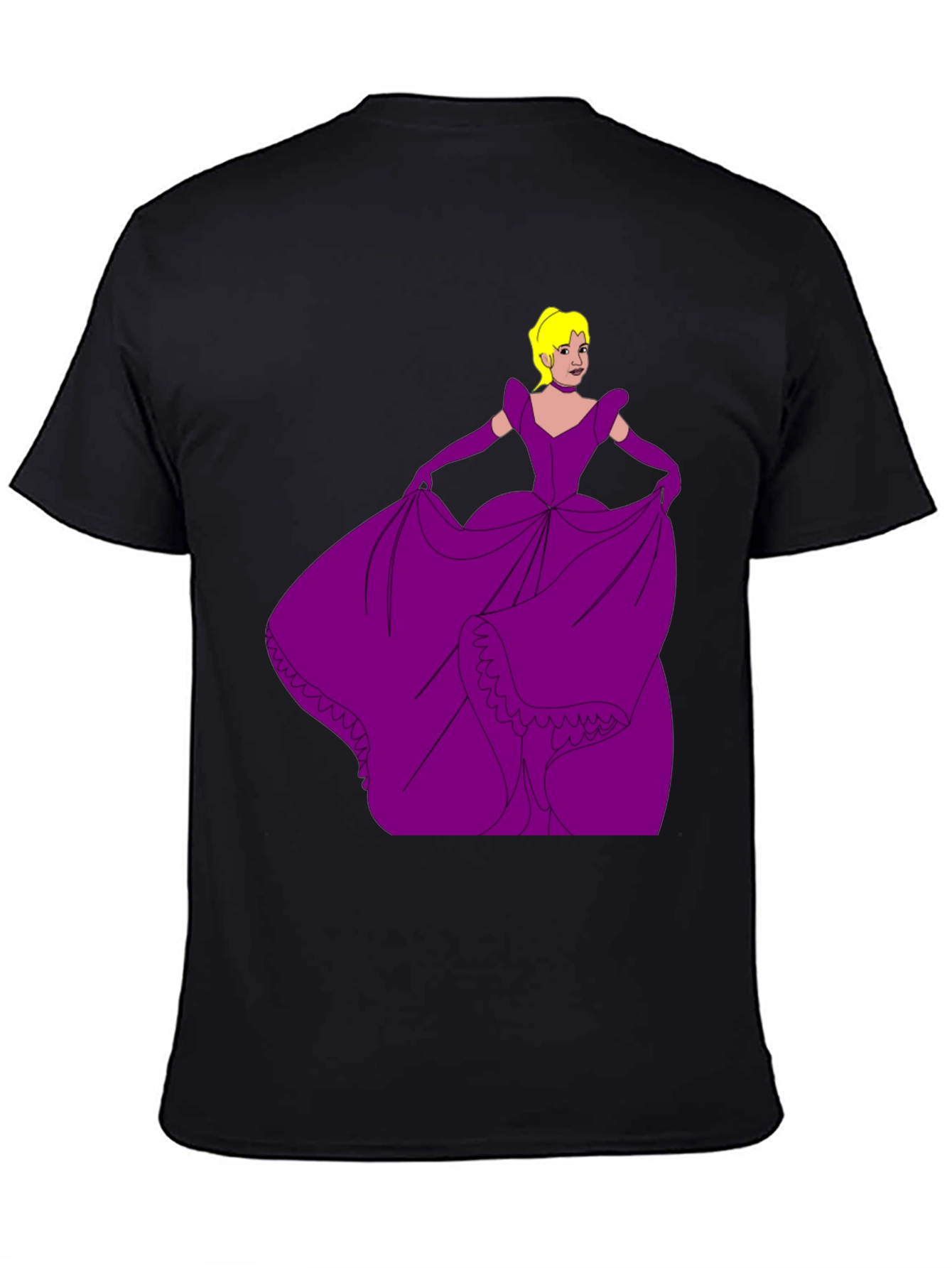 Black Cartoon Princess Graphic Tee view 4