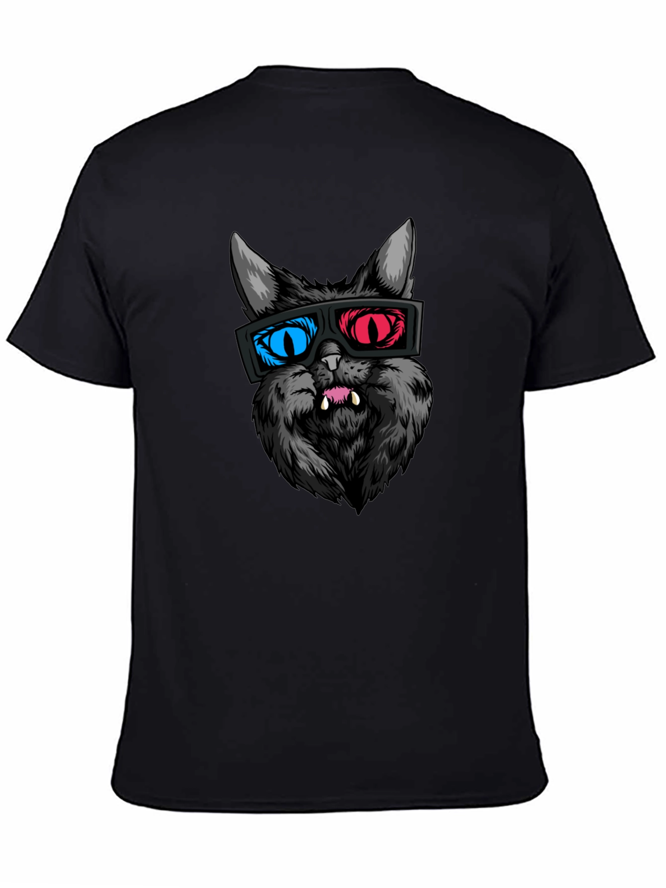 Black 3D Cat Graphic Tee - Stylish Black T-Shirt view 4