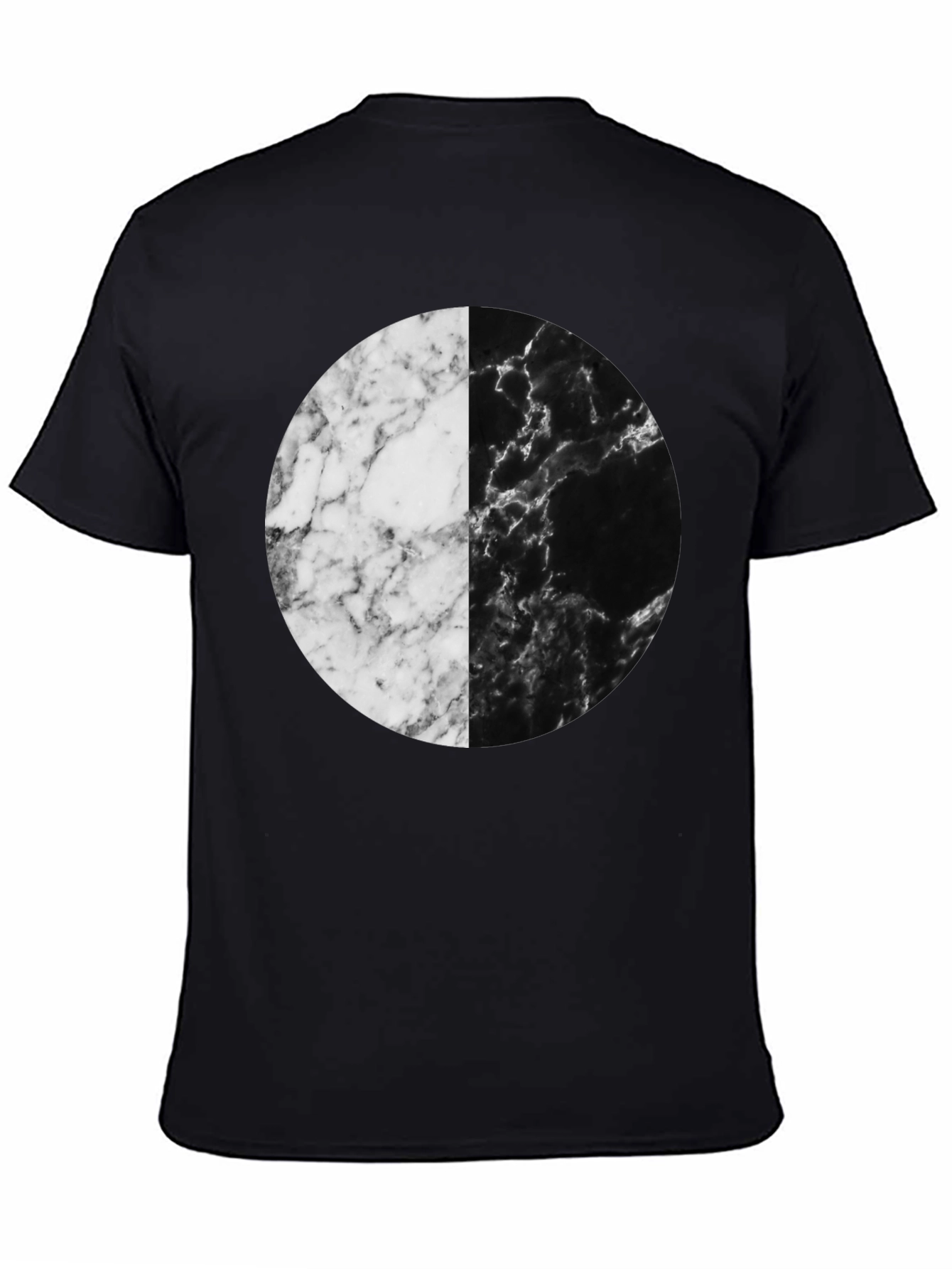 Black Yin Yang Marble Circle Black T-Shirt view 4