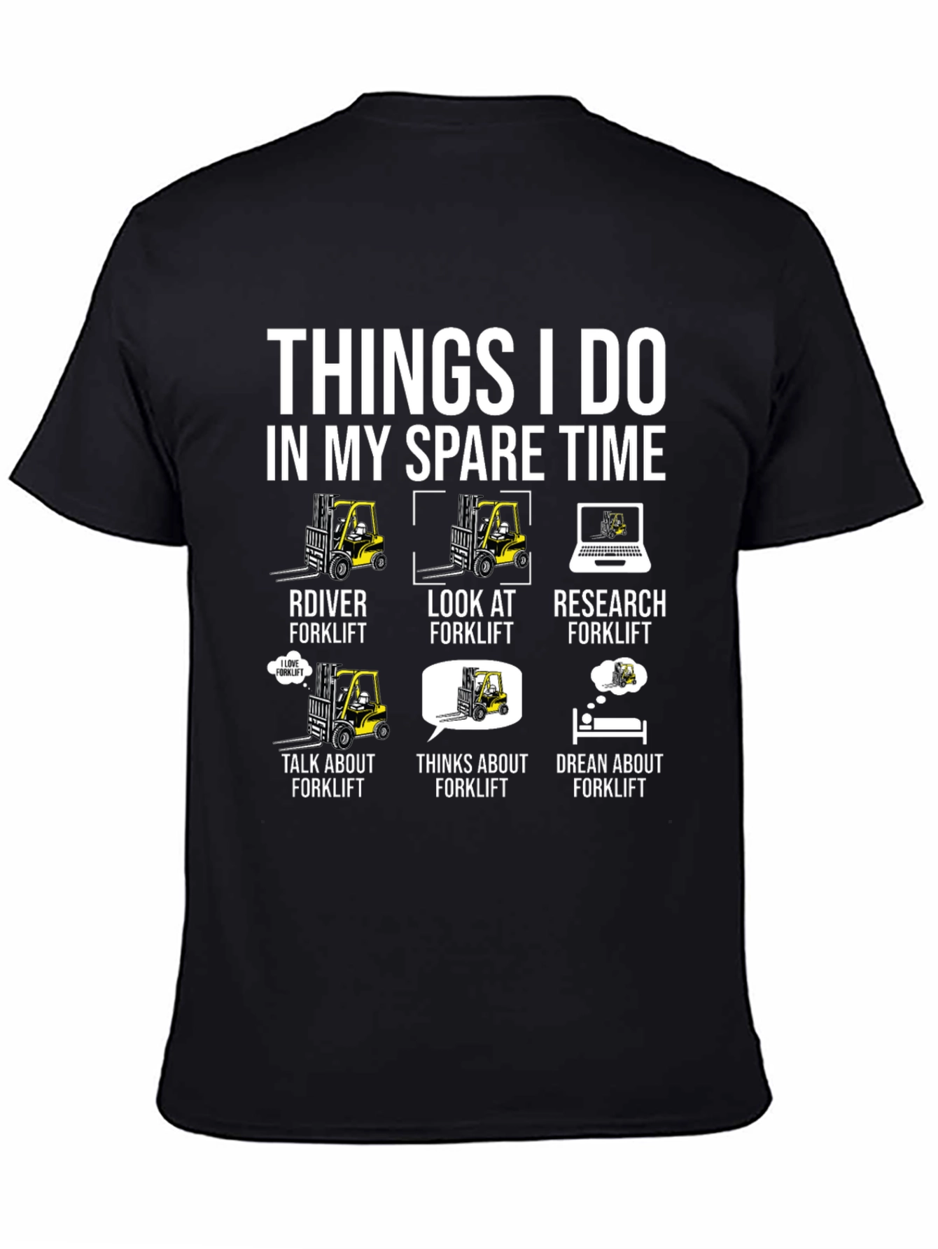 Black Funny Forklift T-Shirt: Things I Do In My Spare Time view 4