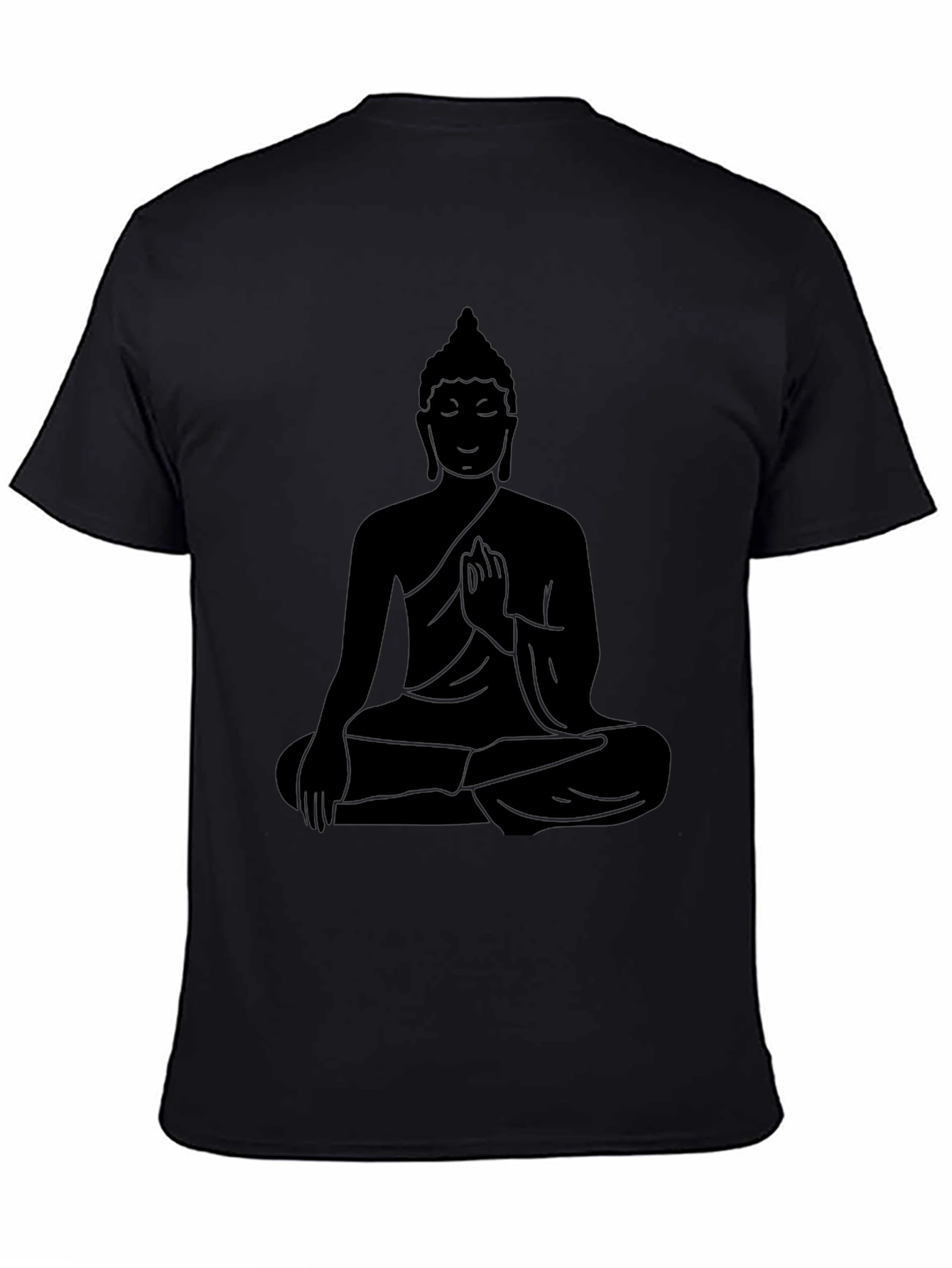 Black Buddha Silhouette Graphic T-Shirt - Relaxed Fit view 4