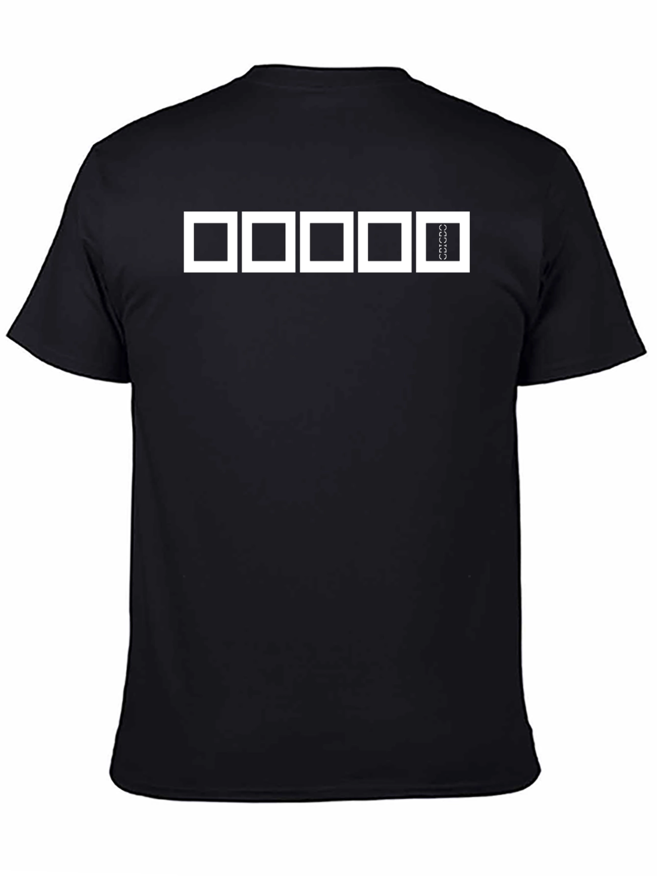 Black Men's Black T-Shirt with Square Design view 4