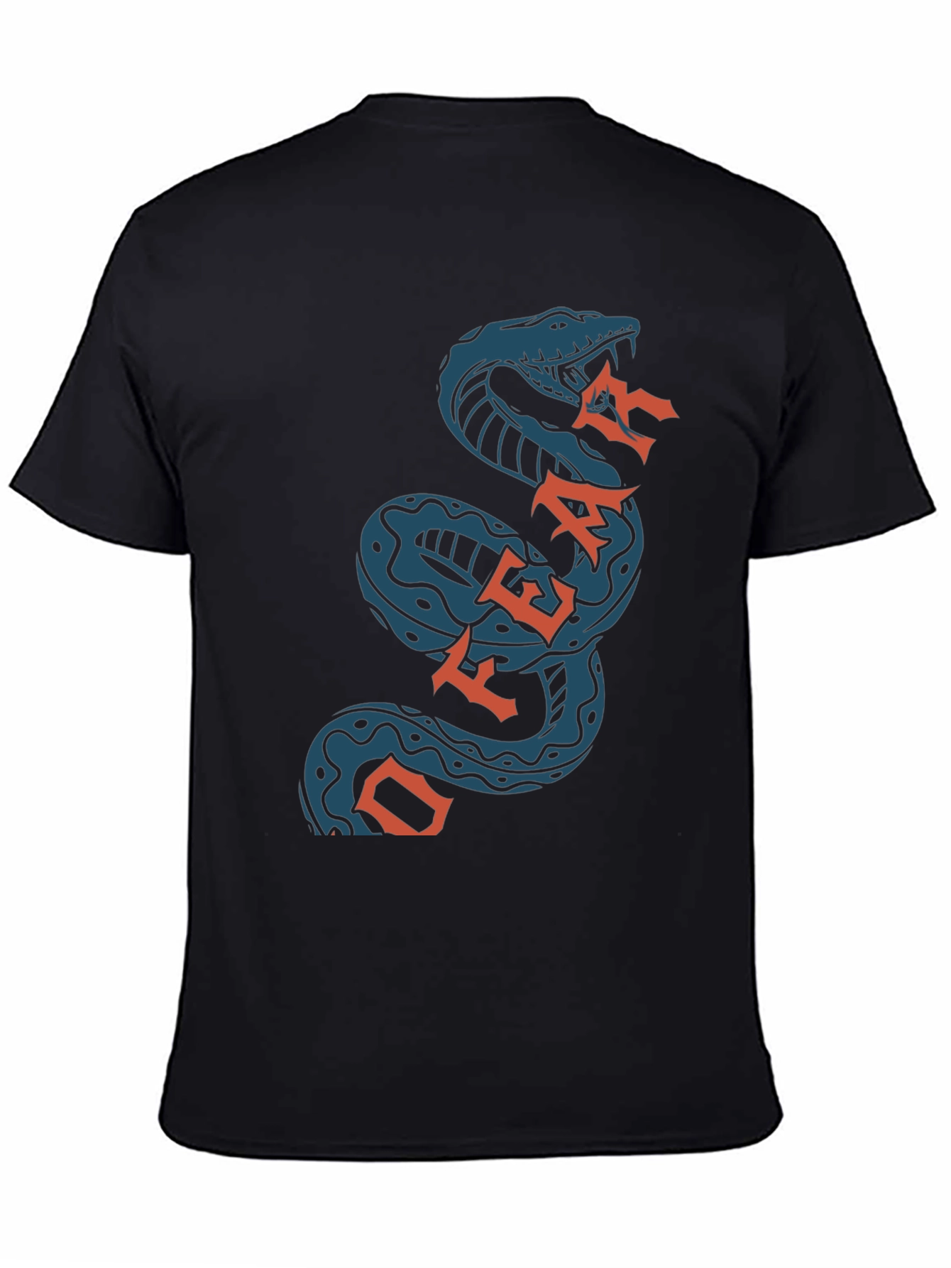 Black Off Fear Snake T-Shirt - Black Cotton Graphic Tee view 4